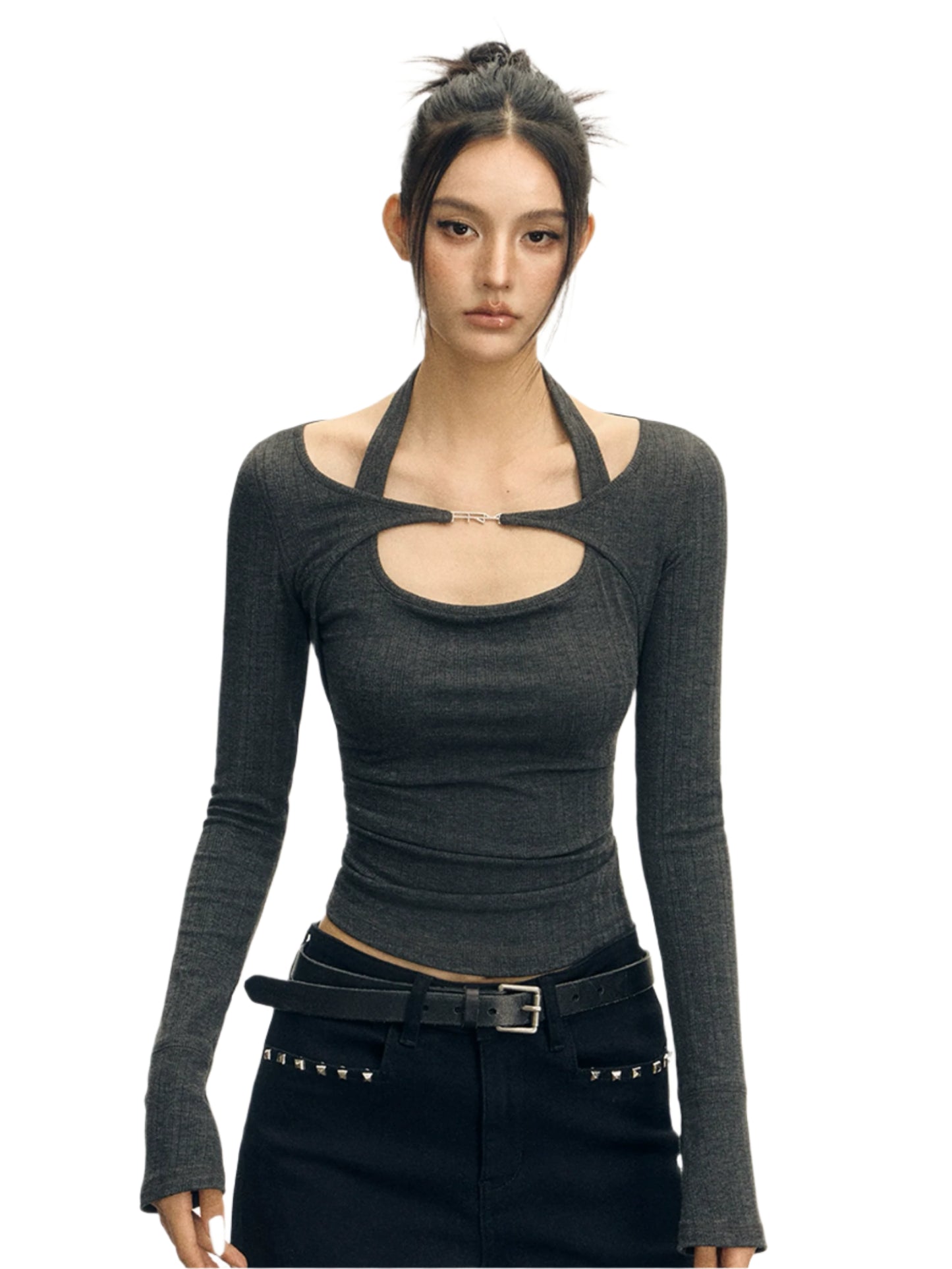 Retro Design Sense Strappy Long Sleeve Top