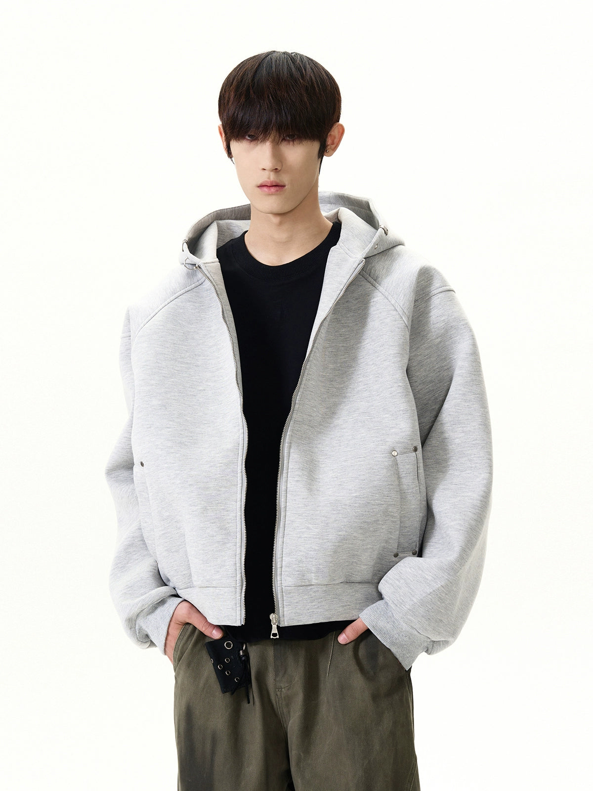 Cleanfit Deconstructed Cotton Padded Zip-Up Hoodie