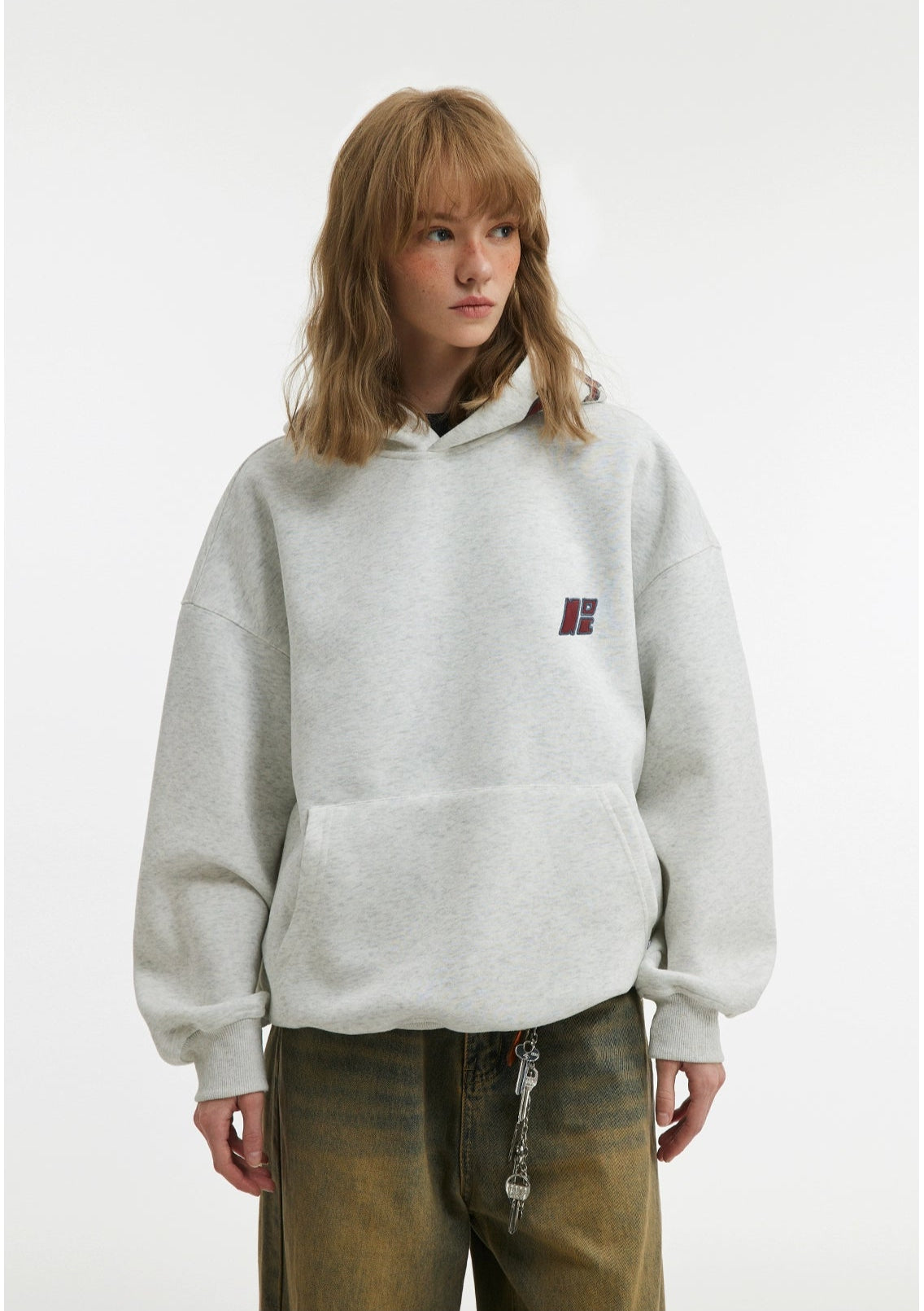 Unisex Heavy Contrast Letter Patch Embroidered Hoodie