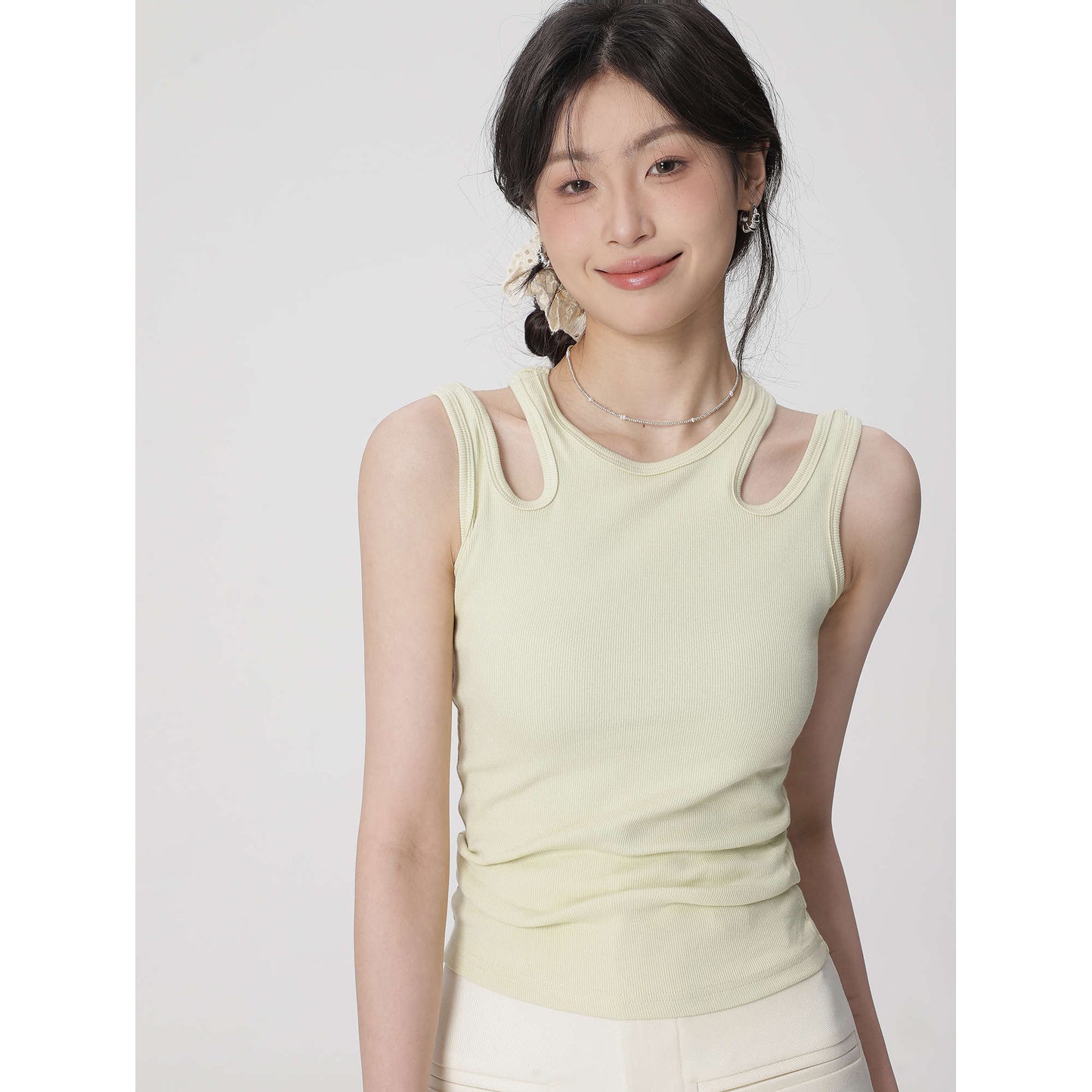 Cutout Inner Layer Stretchable Mini Top