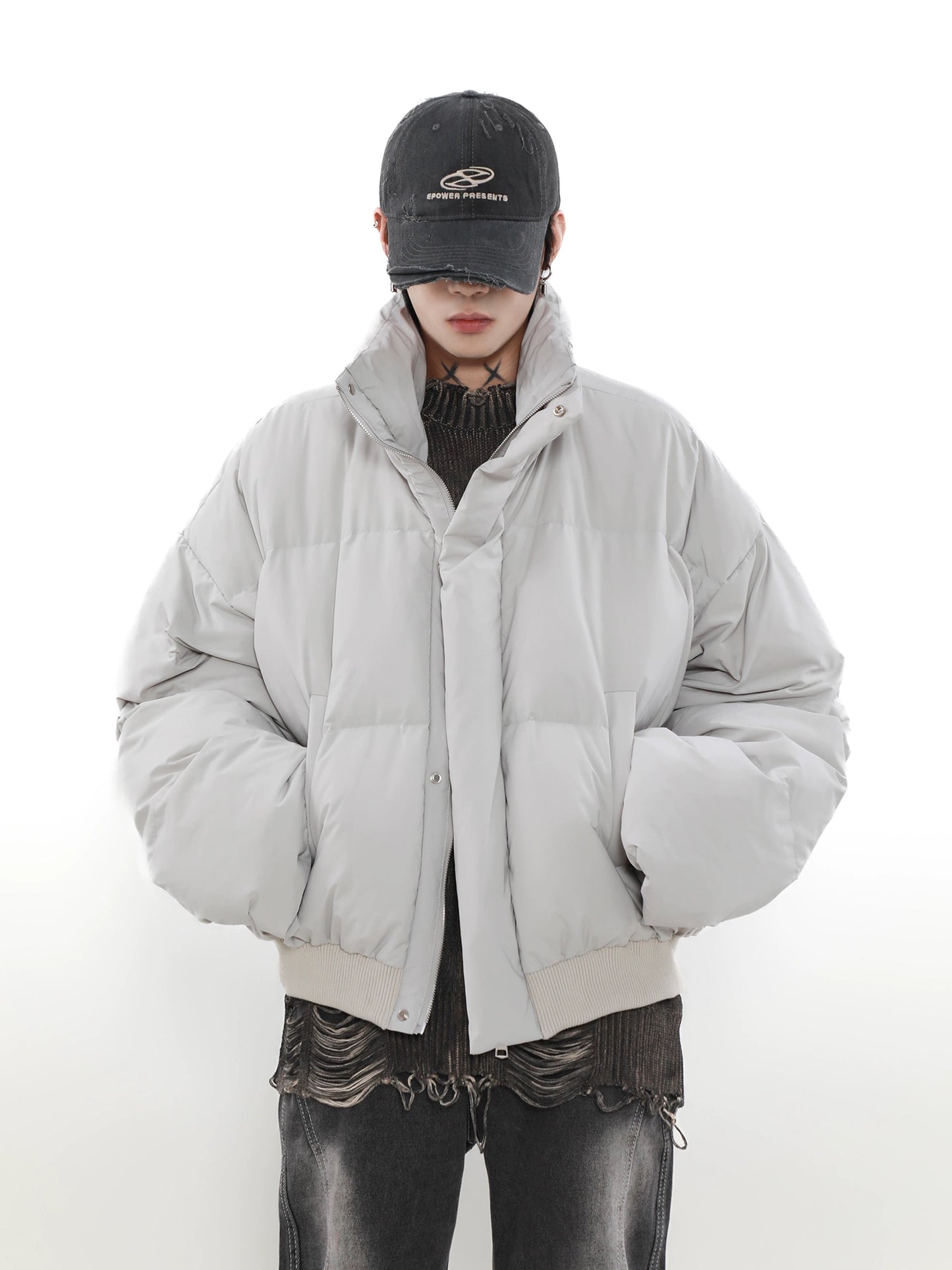 Stand-Up Collar Boxy Puffer Jacket