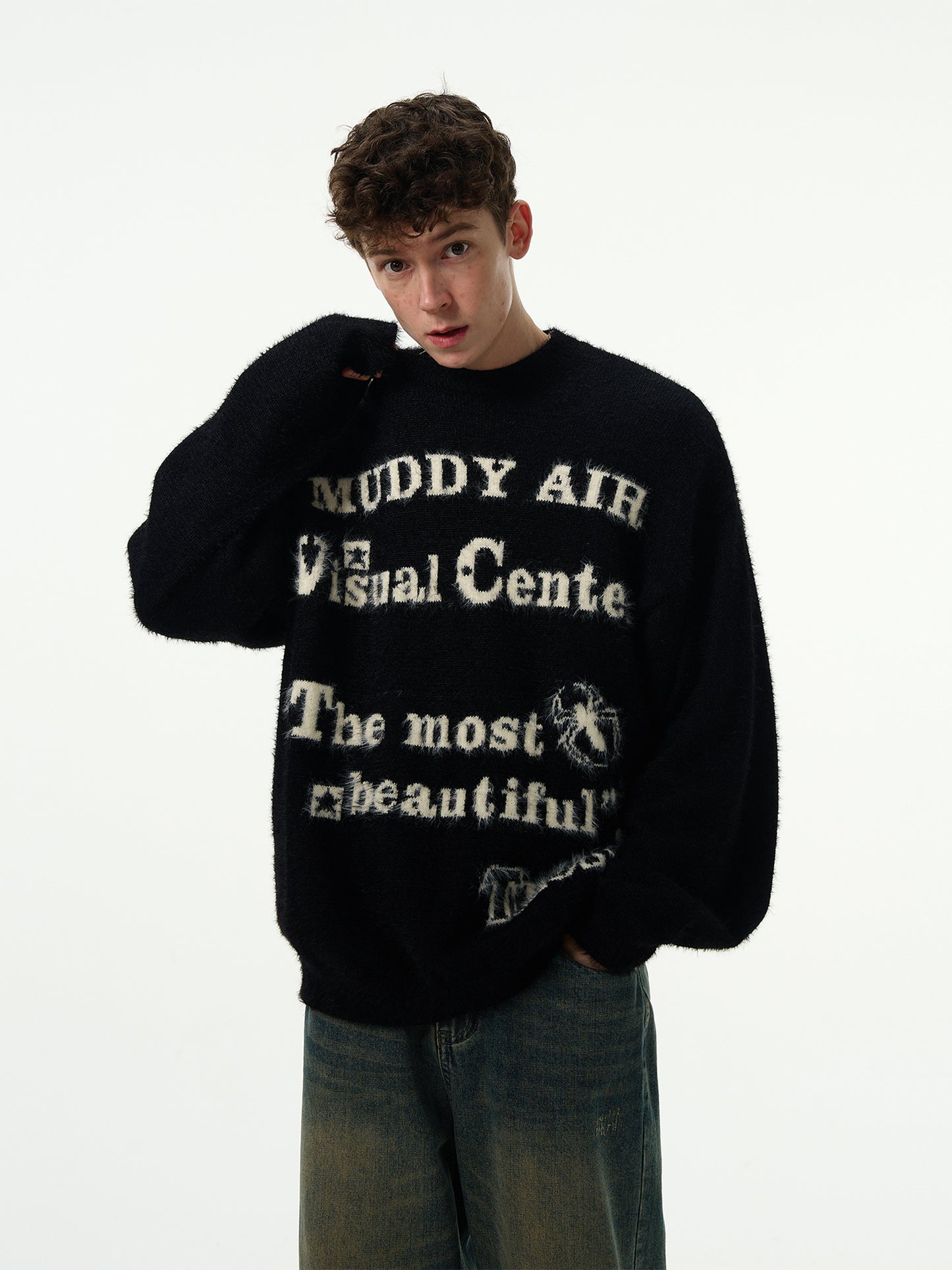 Retro Lazy Style Crew Neck Sweater