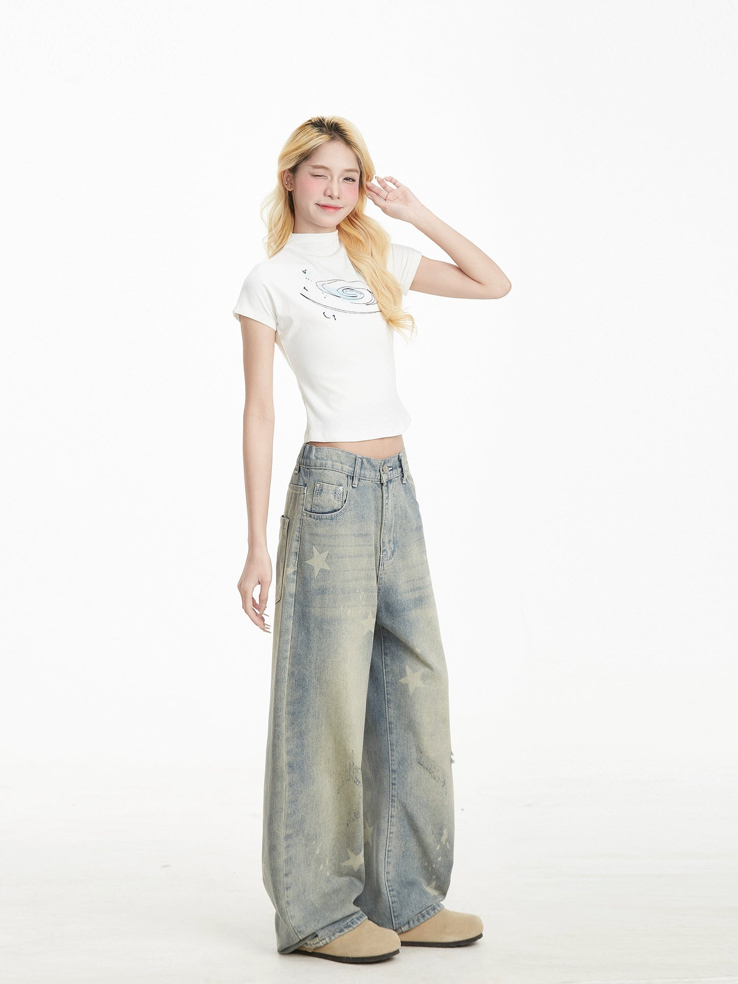 Vintage Star Print Jeans