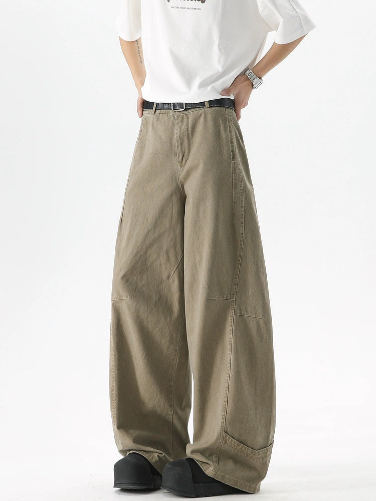 Retro Khaki Washed Cargo Pants