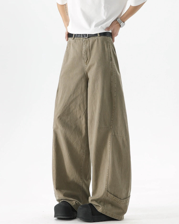 Retro Khaki Washed Cargo Pants