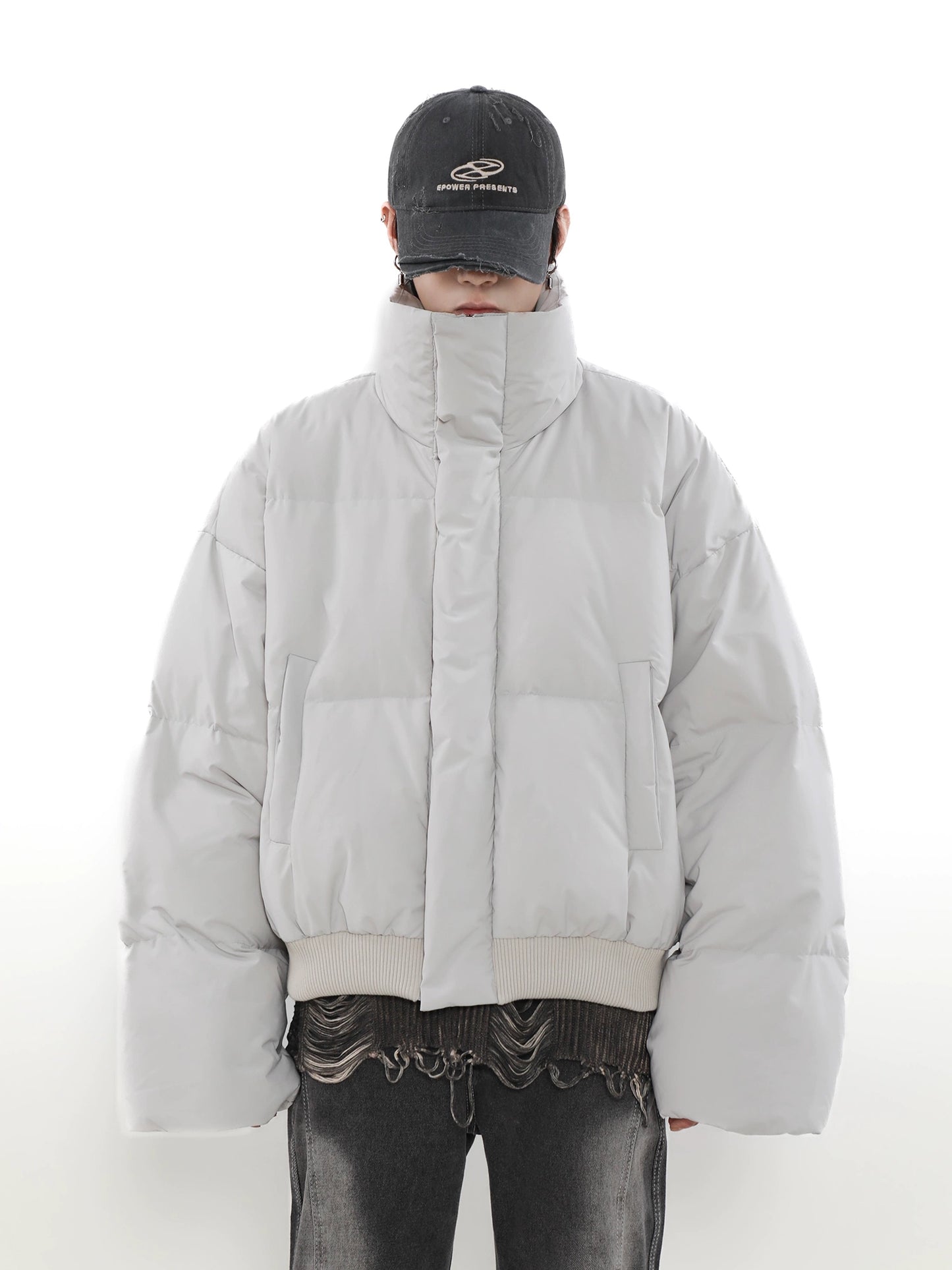 Stand-Up Collar Boxy Puffer Jacket