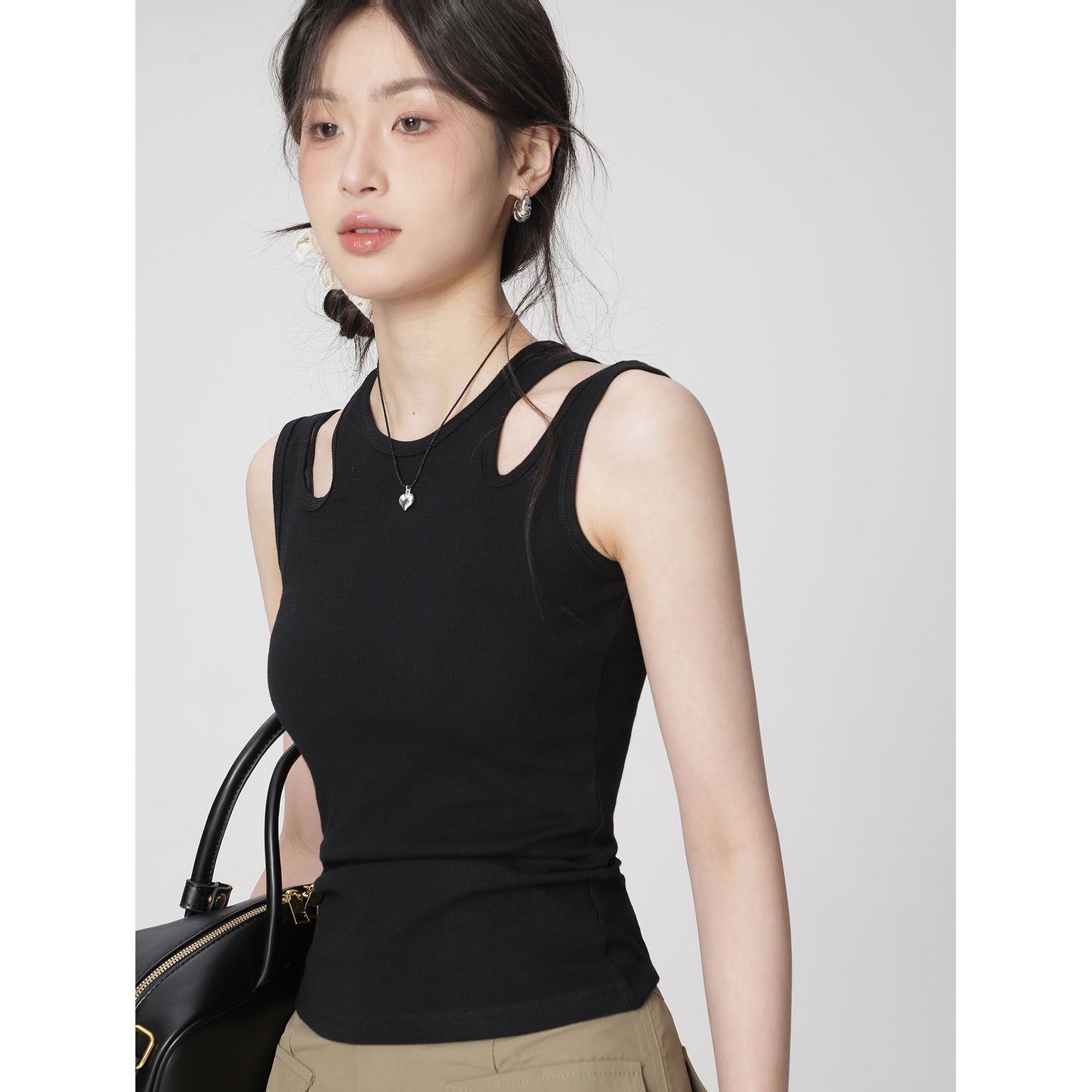 Cutout Inner Layer Stretchable Mini Top