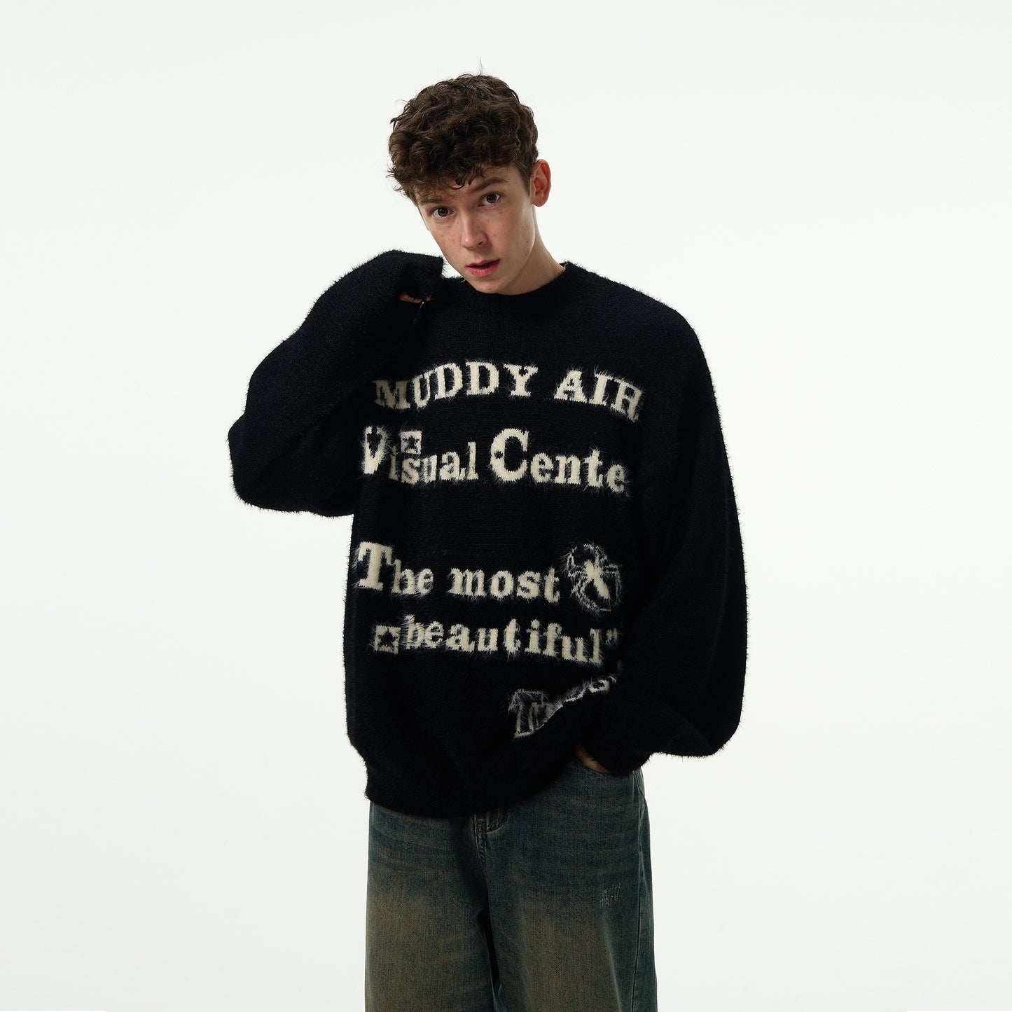 Retro Lazy Style Crew Neck Sweater