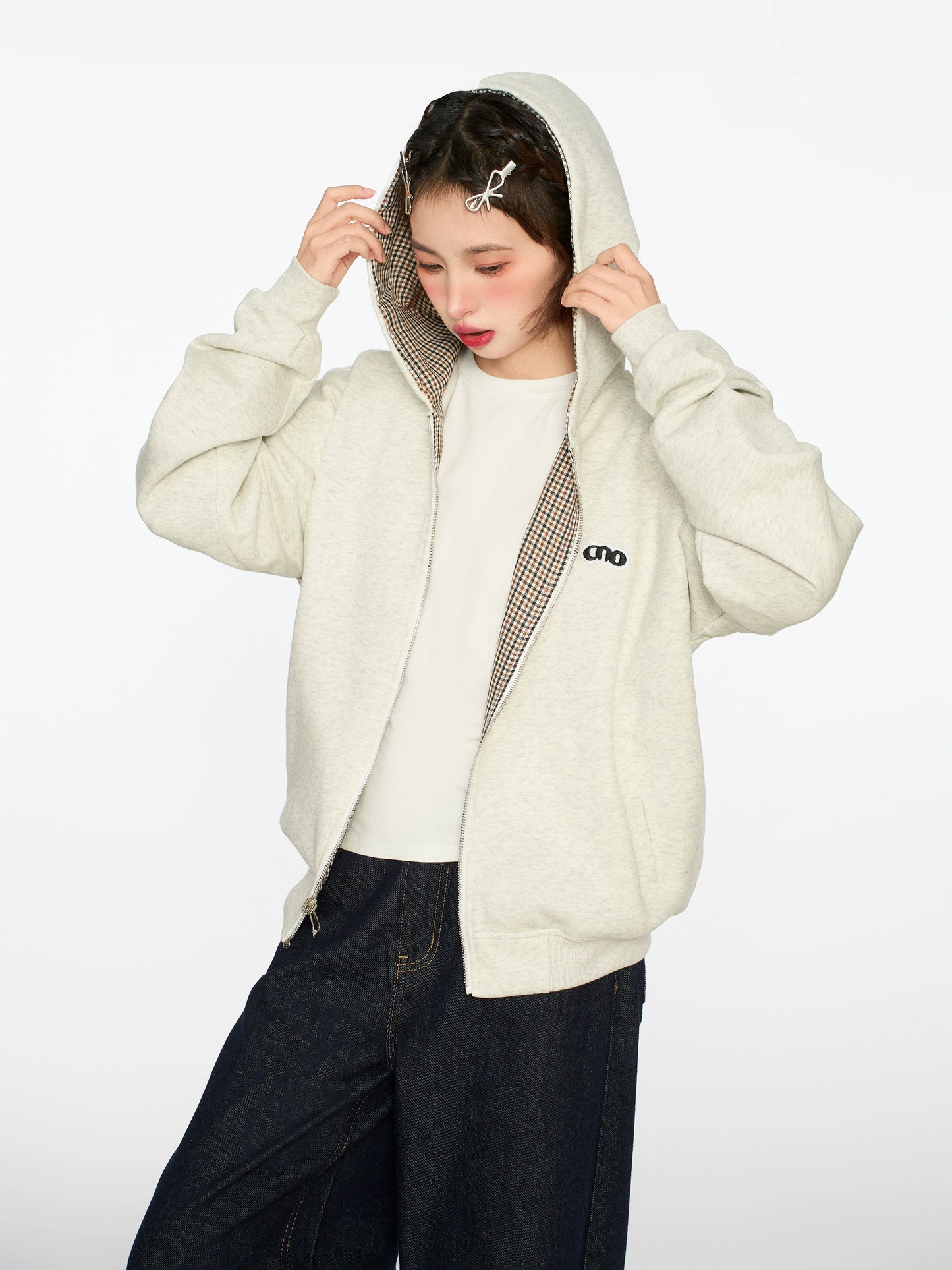 Reversible Plaid Hooded Jacket