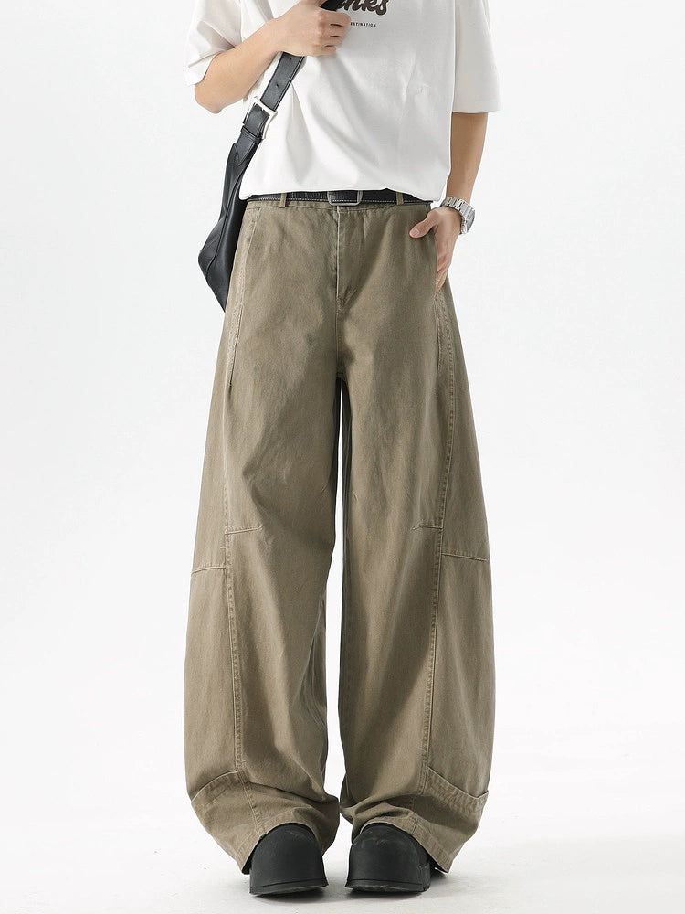 Retro Khaki Washed Cargo Pants
