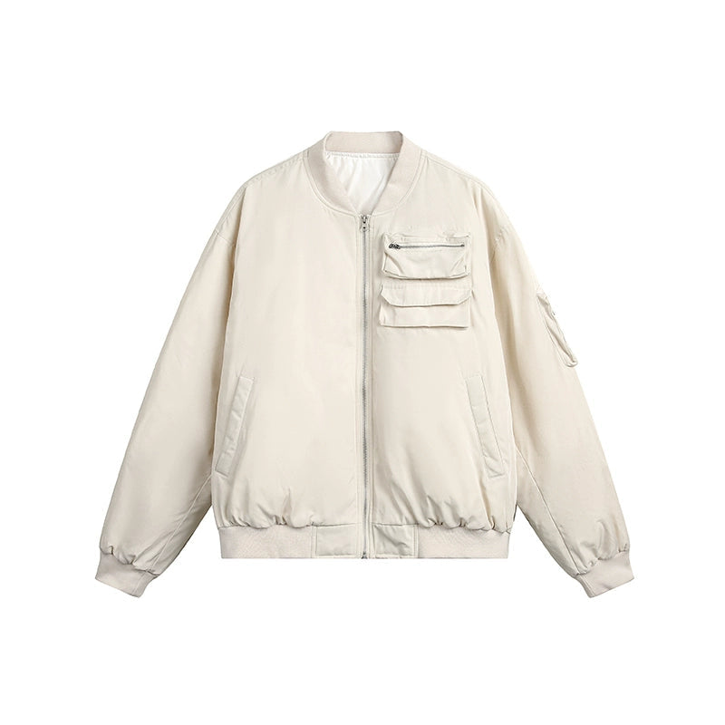 Cropped Down Boxy Padded Casual Bomber Jacket