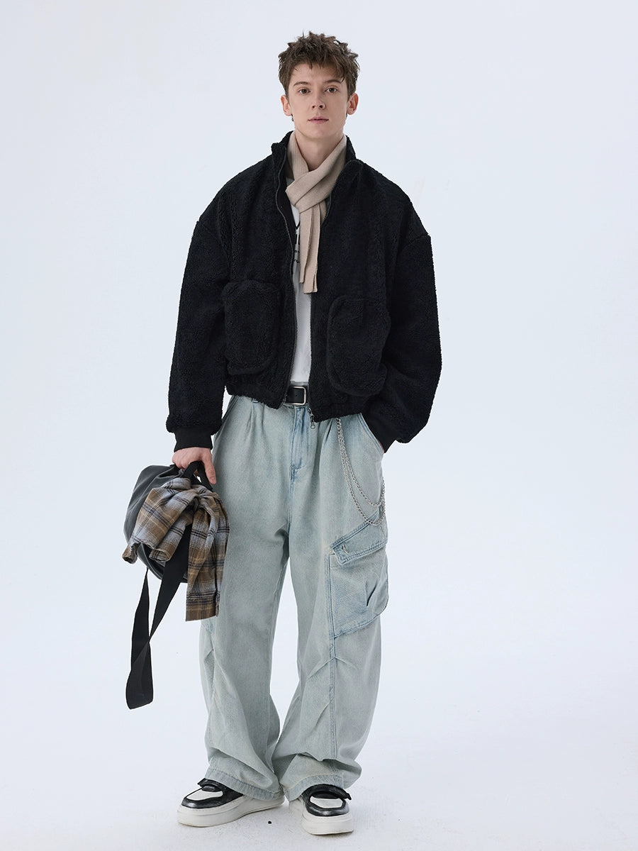 Fluffy Yarn Fleece Zip Up Jacket