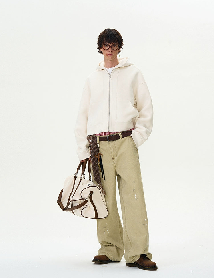 Short Reversible Wear Faux Leather Wool Jacket