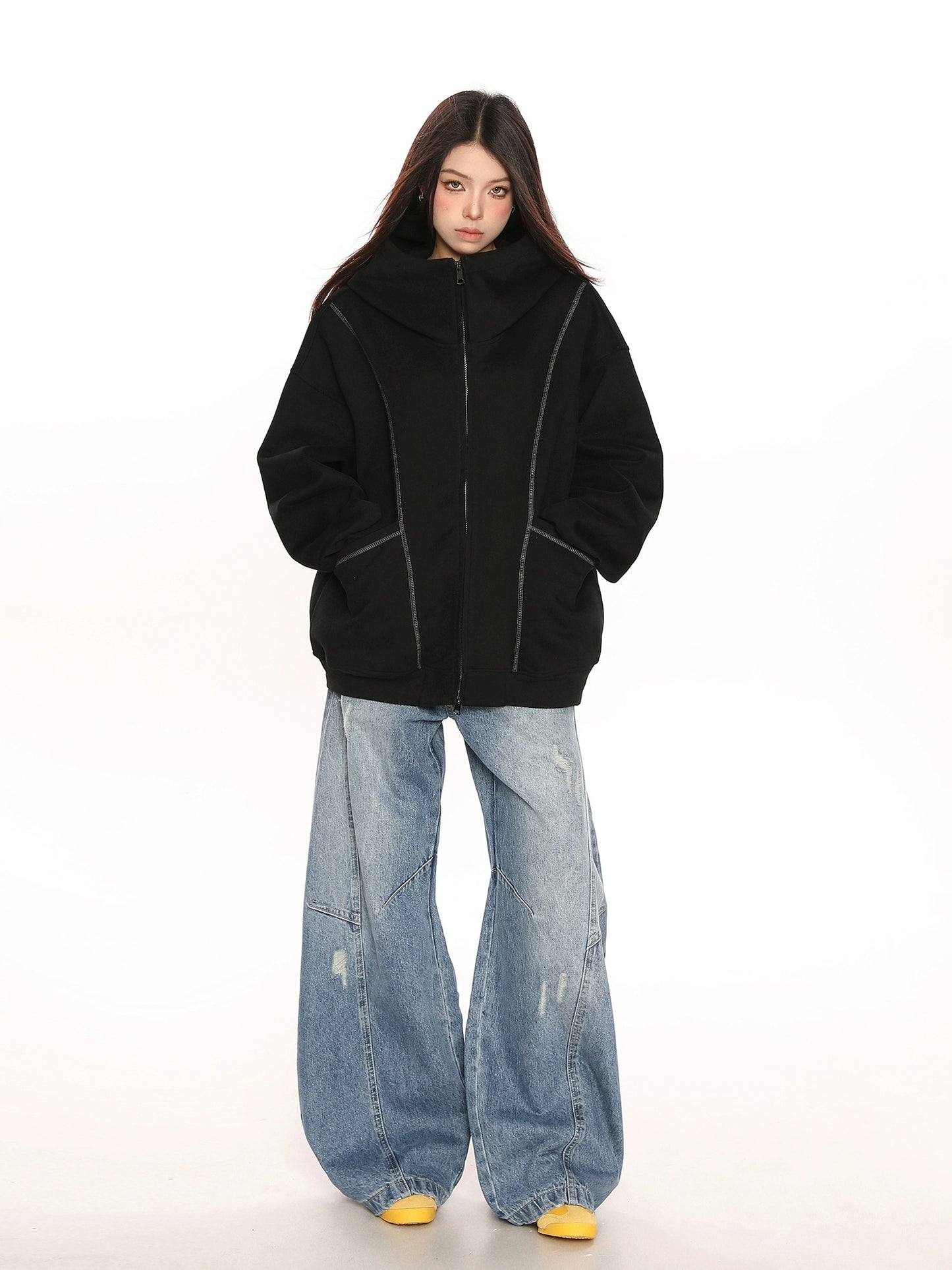 Retro Cardigan Zipper Hooded Jacket