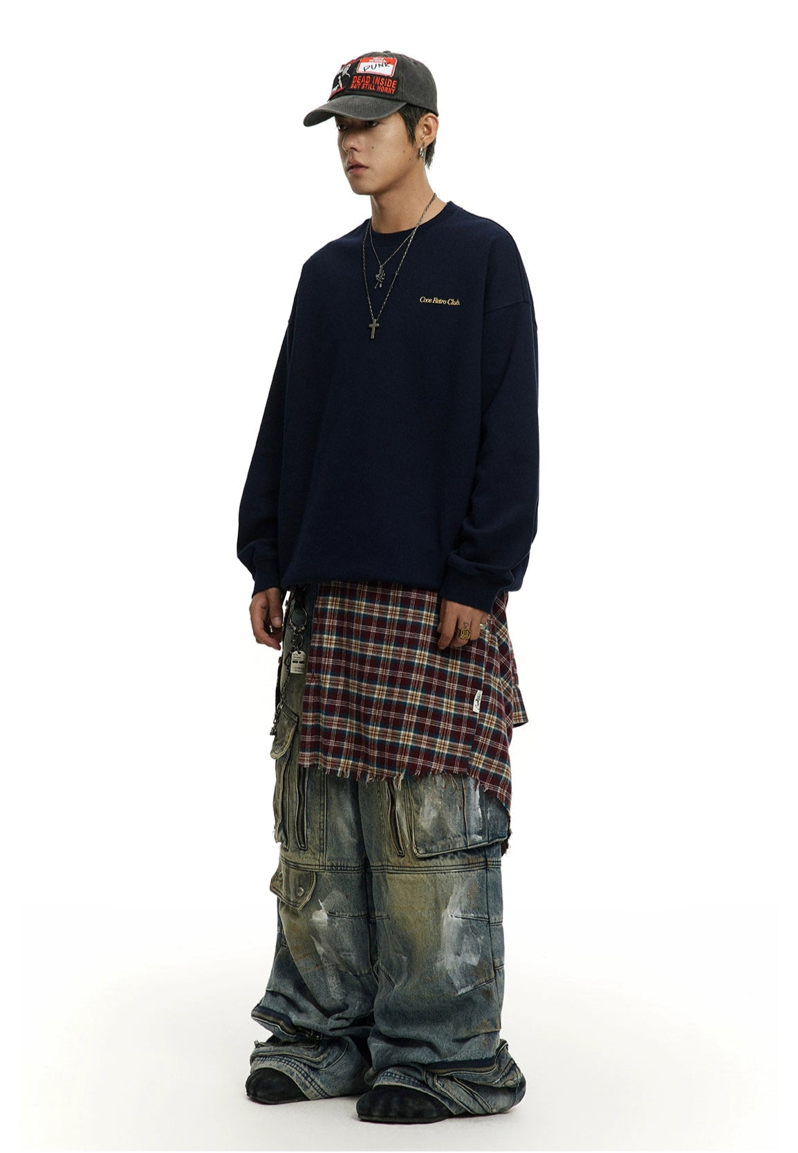 CoosRetro 420g Loose Print Crew Neck Sweater