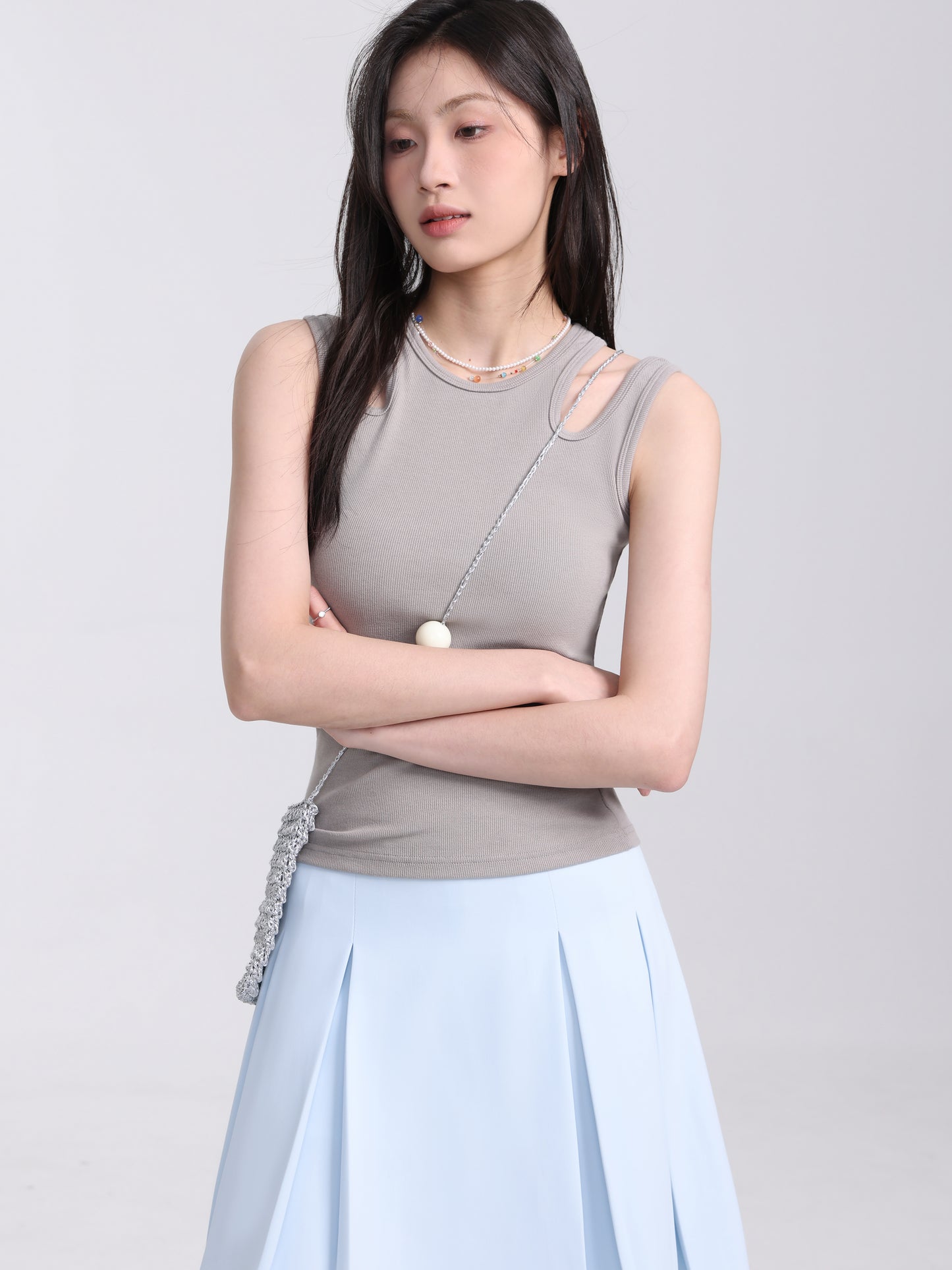 Cutout Inner Layer Stretchable Mini Top