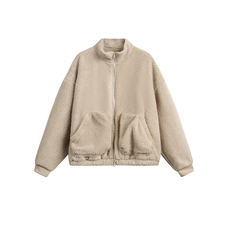 Fluffy Yarn Fleece Zip Up Jacket