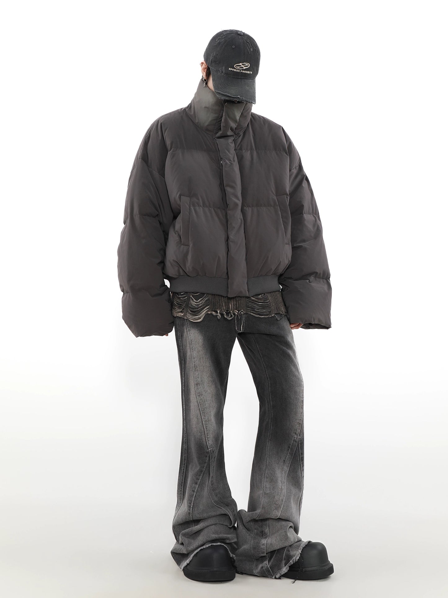Stand-Up Collar Boxy Puffer Jacket
