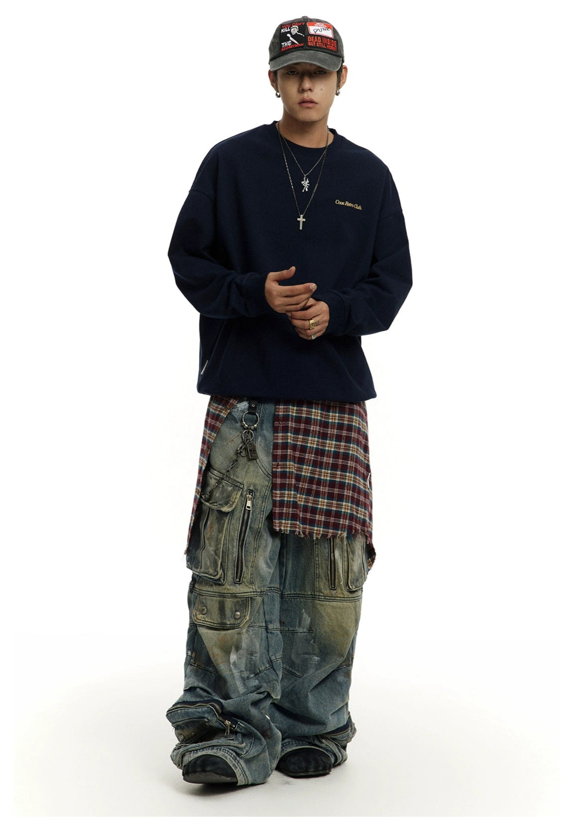 CoosRetro 420g Loose Print Crew Neck Sweater