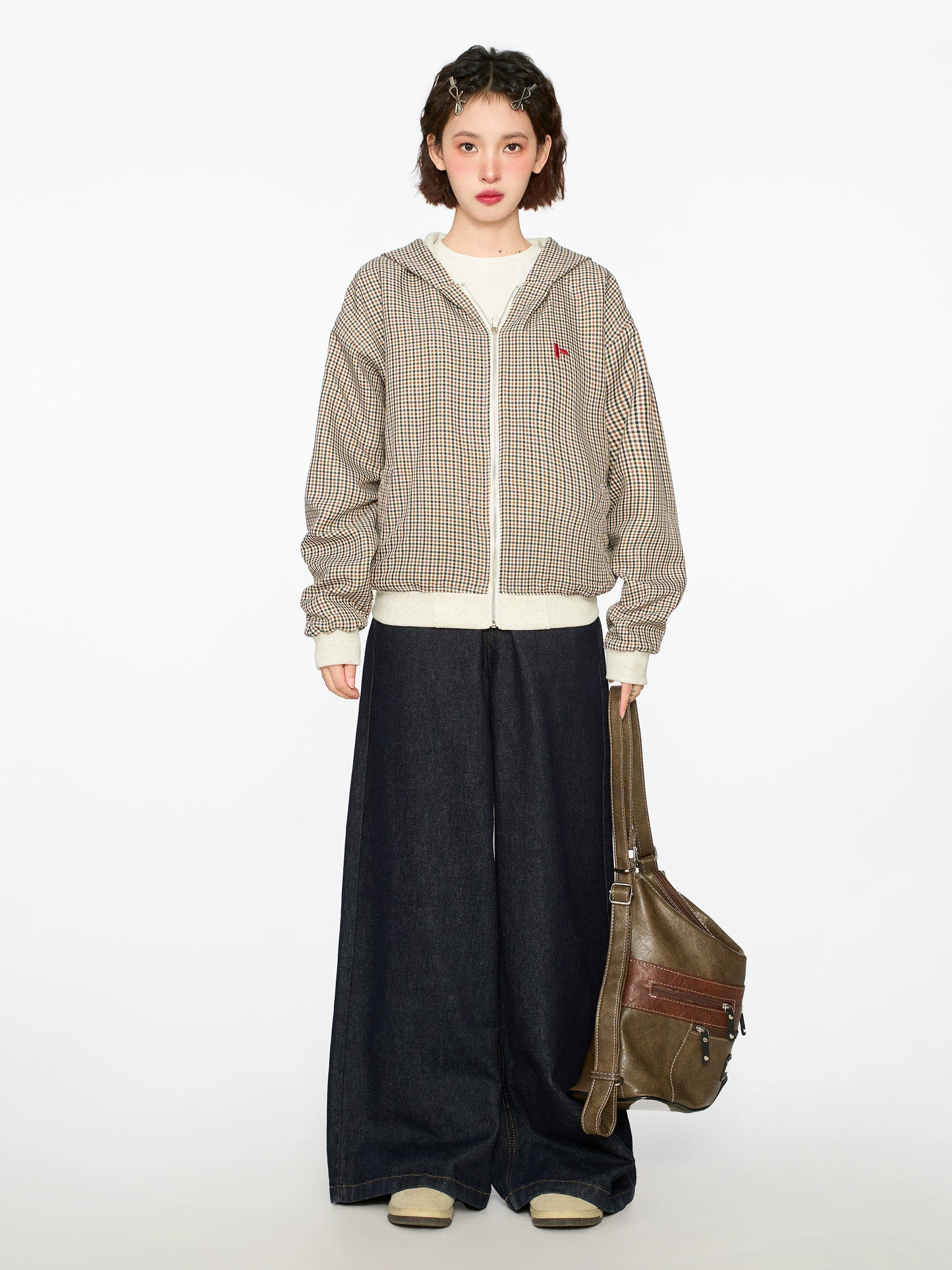 Reversible Plaid Hooded Jacket
