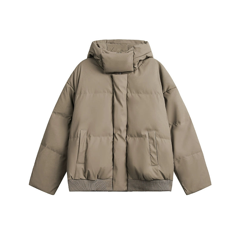 Thickened Solid Collar Hooded Puffer Jacket