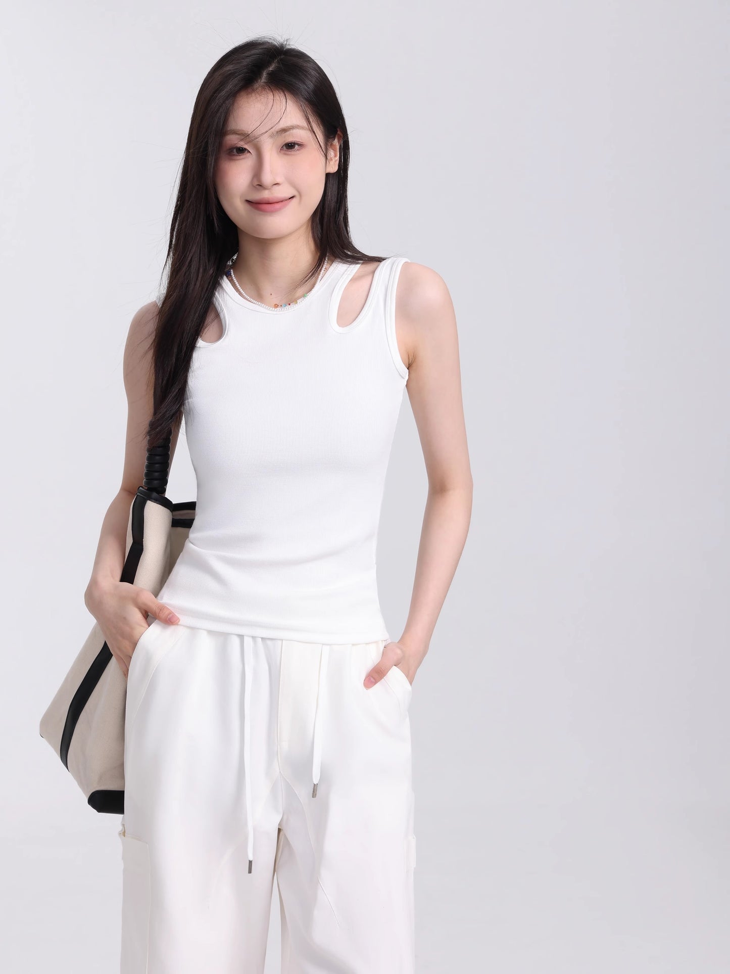 Cutout Inner Layer Stretchable Mini Top