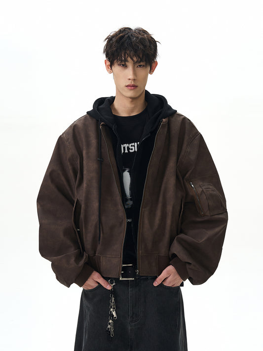 Double Layer Hooded Flight Bomber Jacket