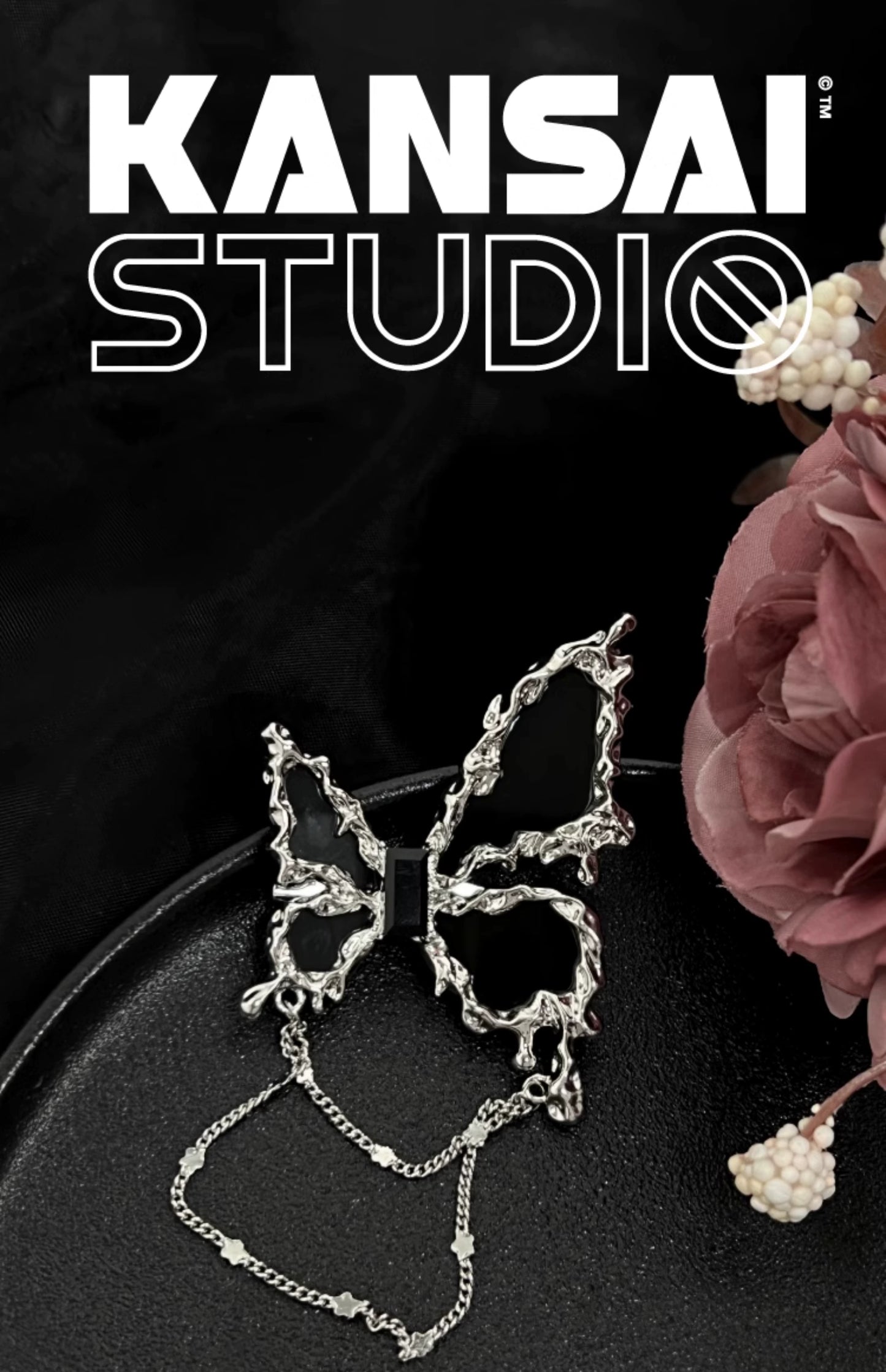 AC17 | Black butterfly tassel sweater brooch