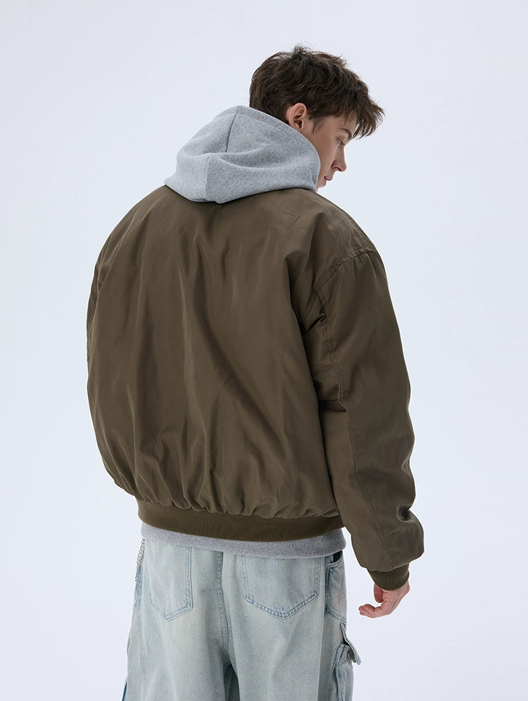 Cropped Down Boxy Padded Casual Bomber Jacket