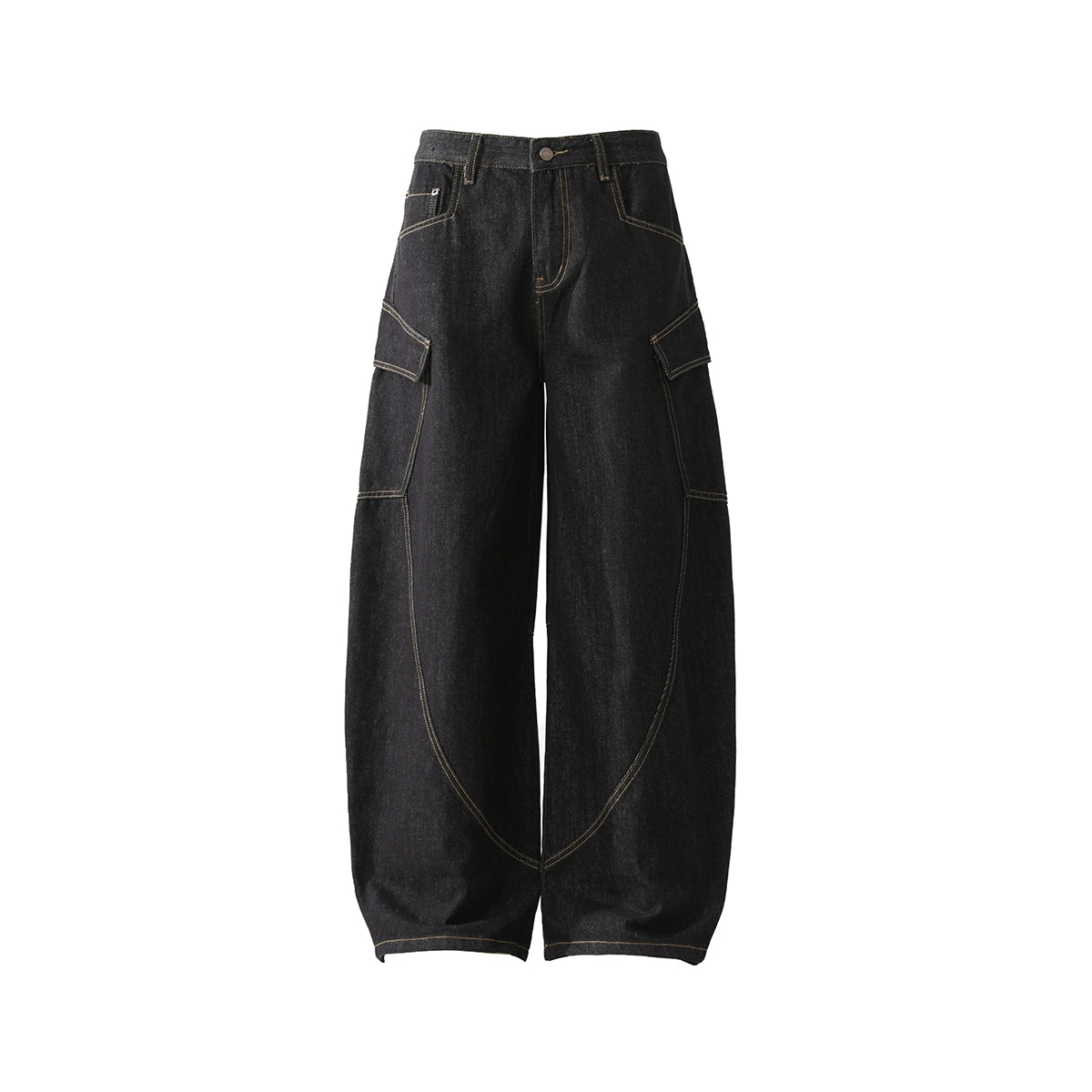 Loose Double Large Side Pocket Wide-Leg Jeans
