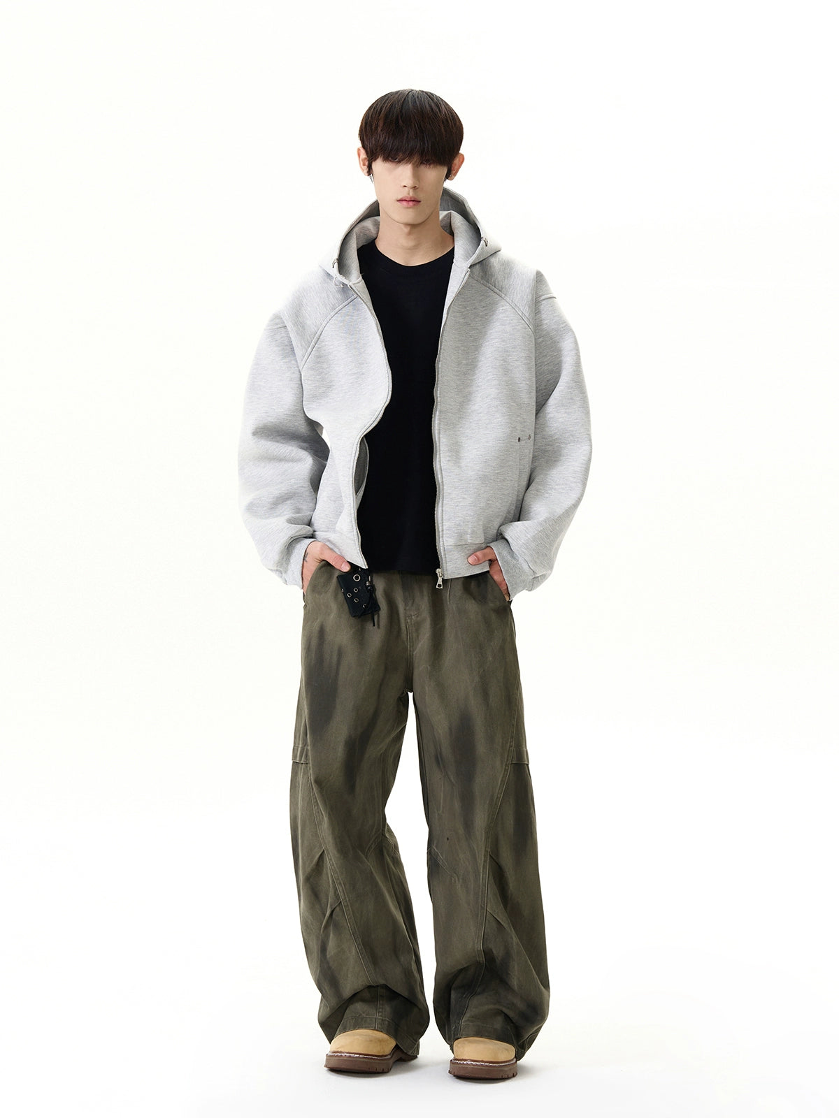 Cleanfit Deconstructed Cotton Padded Zip-Up Hoodie