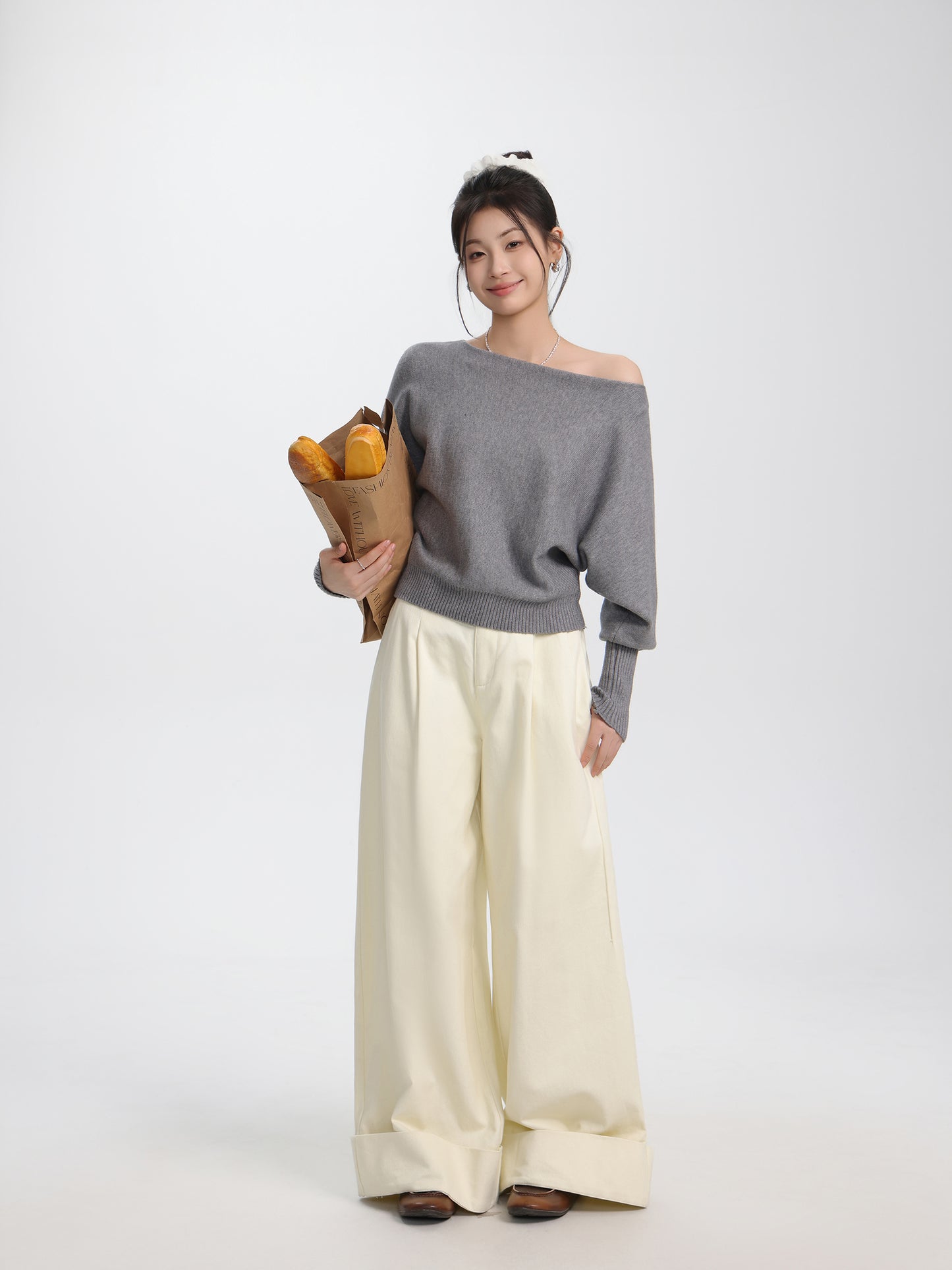 Loose Off-Shoulder Knit Sweater