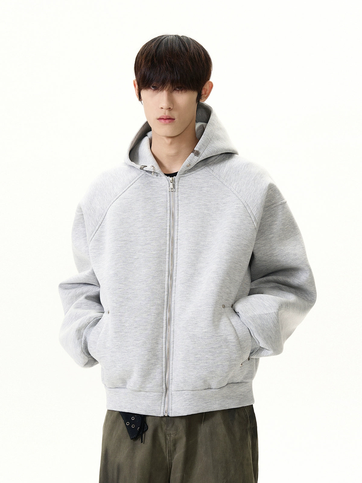 Cleanfit Deconstructed Cotton Padded Zip-Up Hoodie