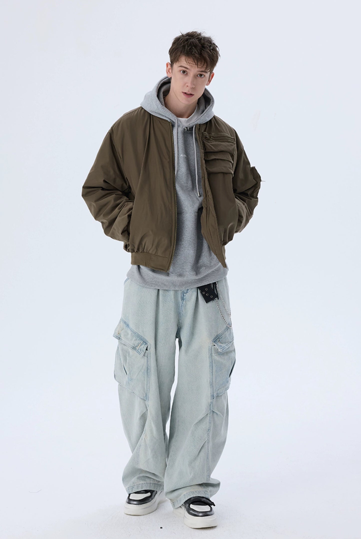 Cropped Down Boxy Padded Casual Bomber Jacket