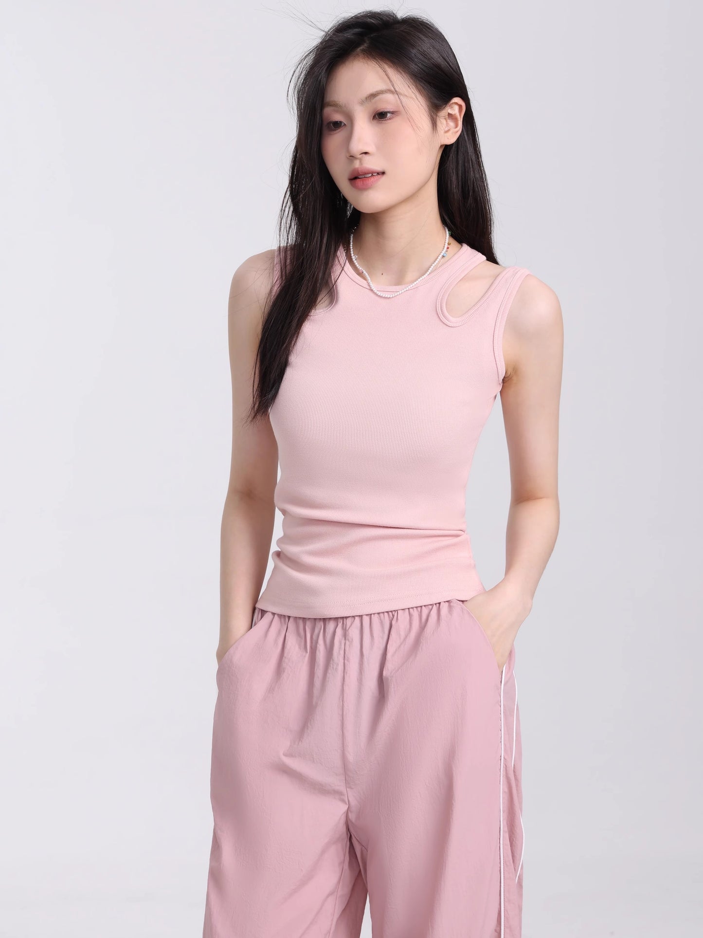 Cutout Inner Layer Stretchable Mini Top