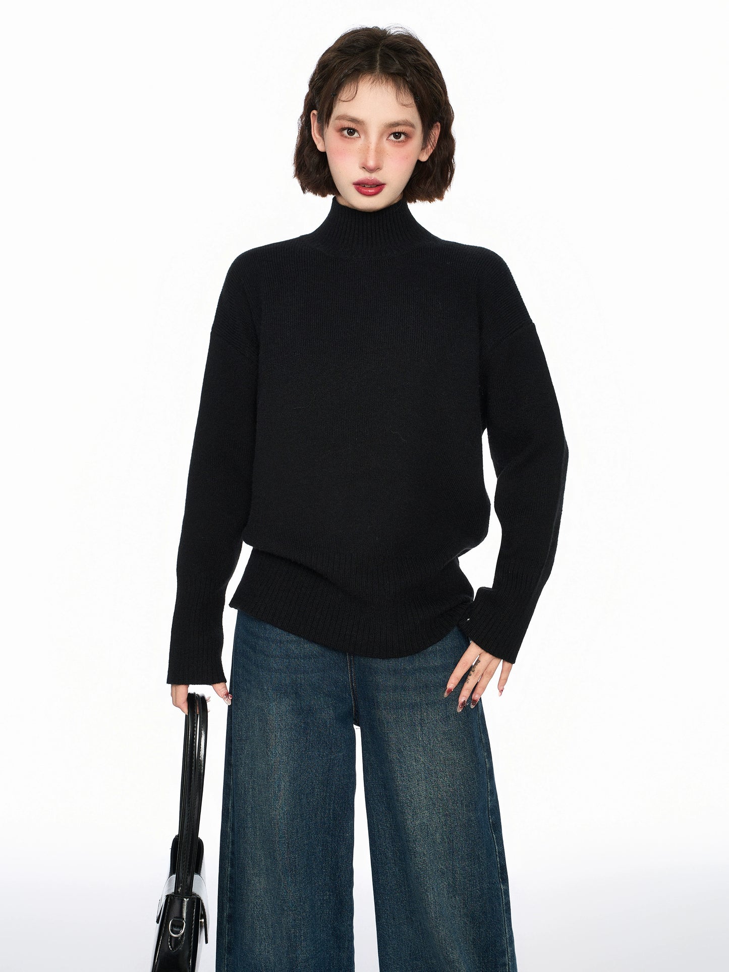 Basic Regular Fit Turtleneck Knitted Sweater