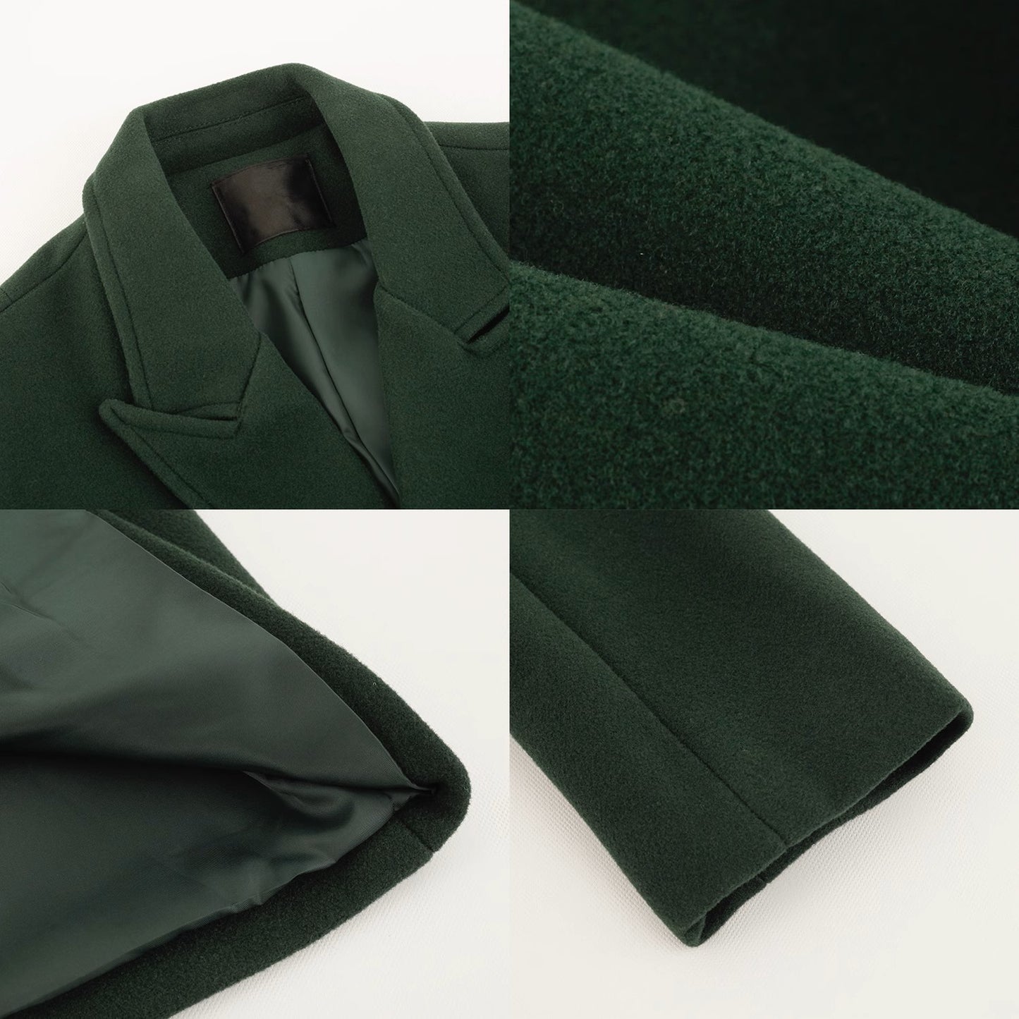 Green Woolen Single Breasted Trench Coat
