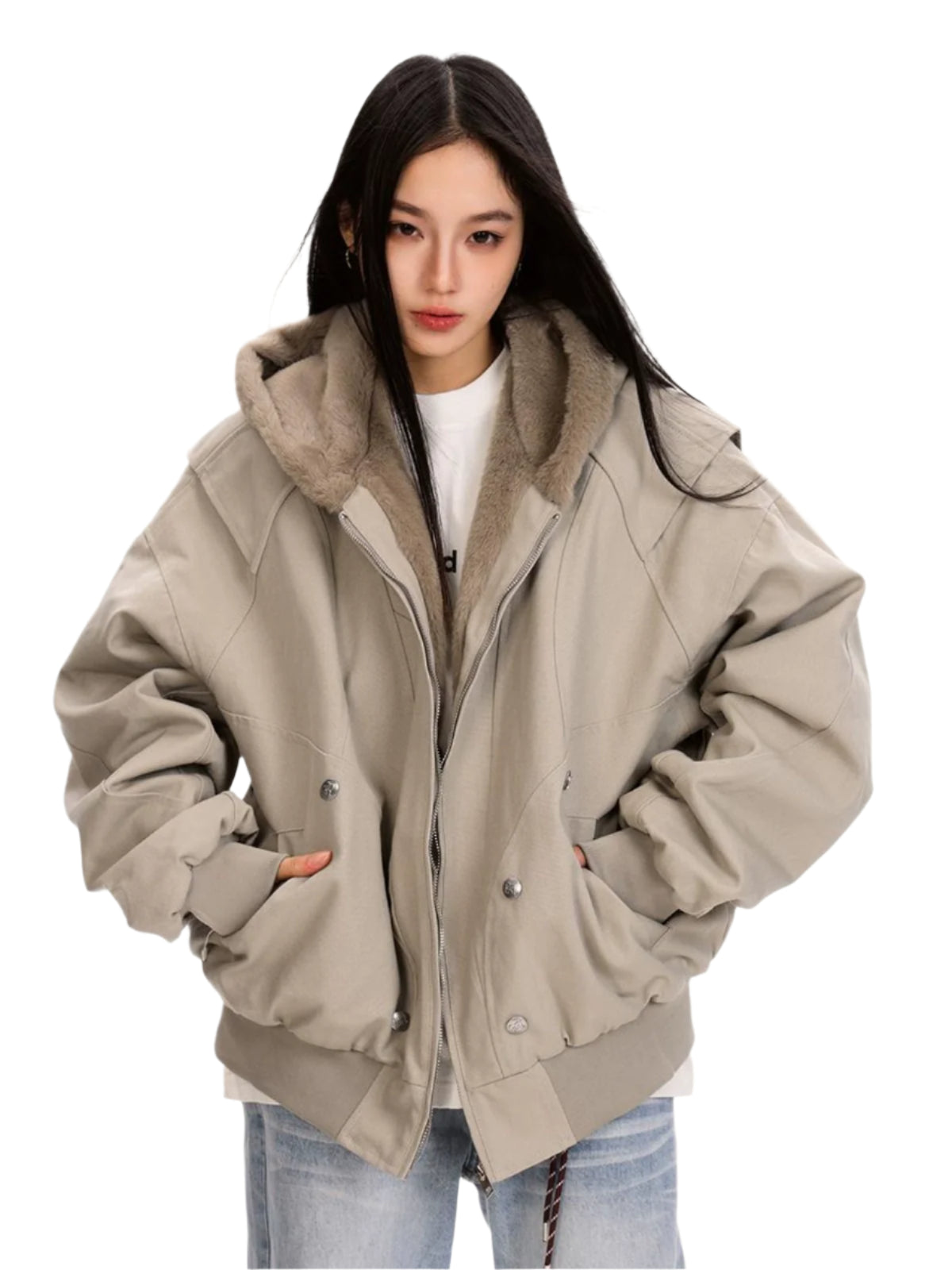 Carved Hooded Fleece Jacket