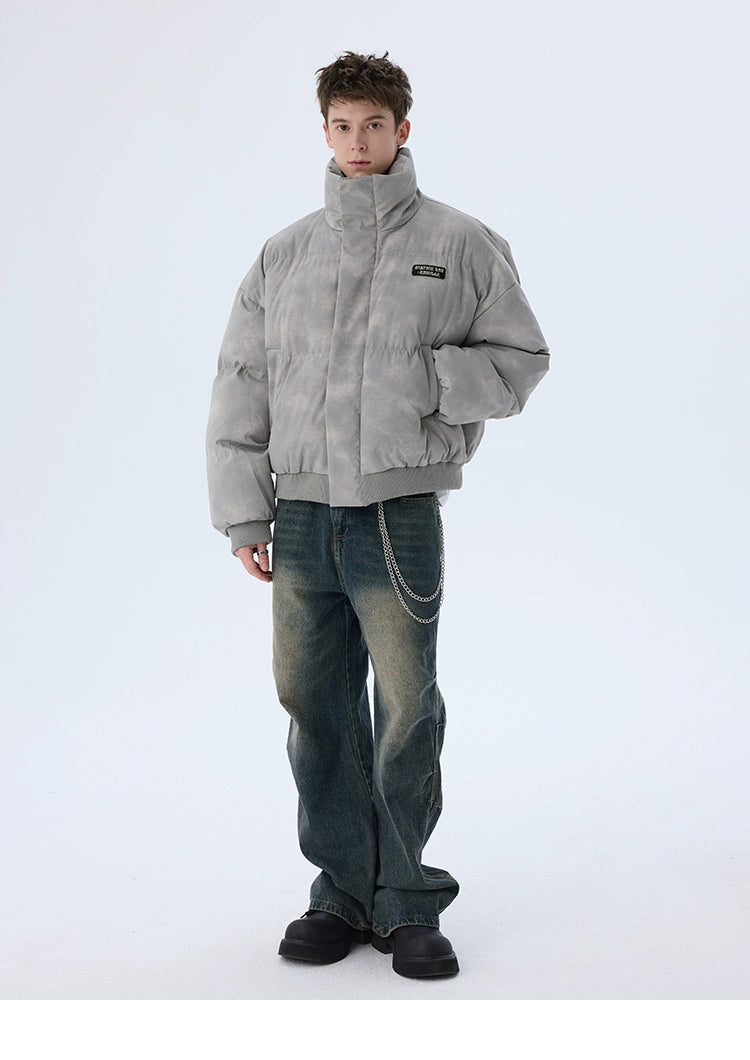 Tie-Dye Distressed Puffer Jacket