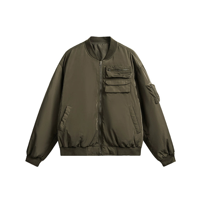 Cropped Down Boxy Padded Casual Bomber Jacket