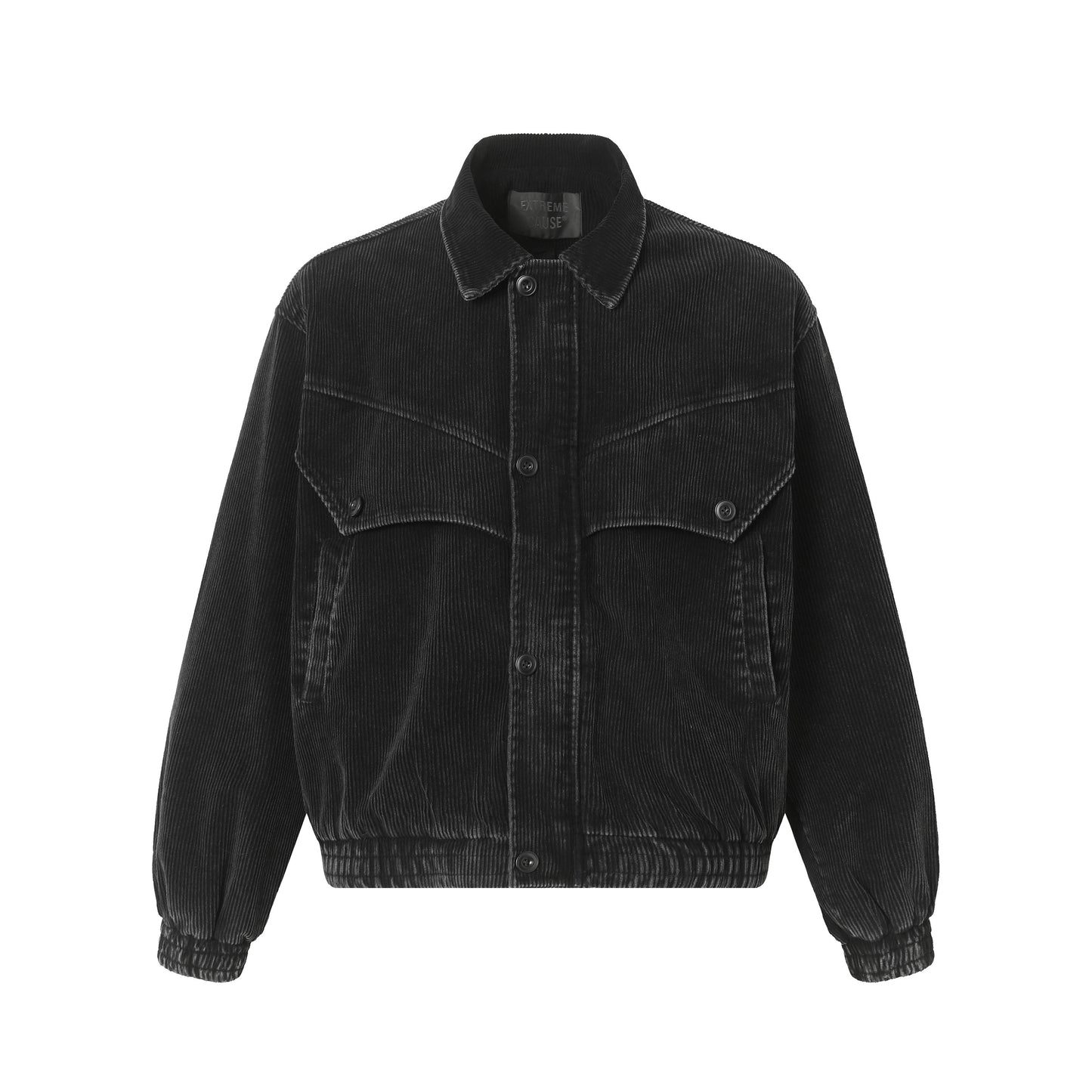 Deconstructed Washed Textured Zip-Up Jacket