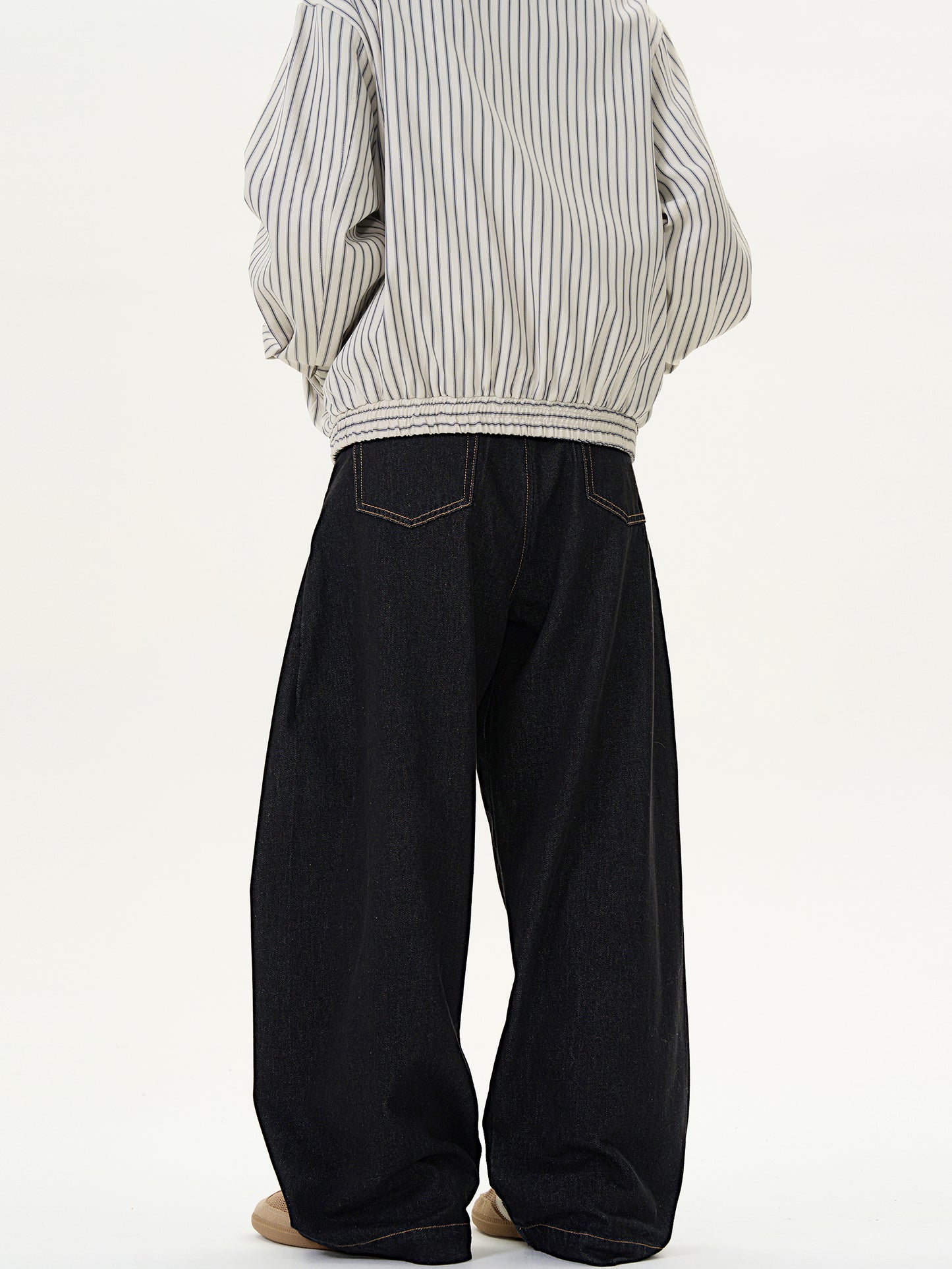 Vintage Straight Loose Denim Black Wide-Leg Jeans