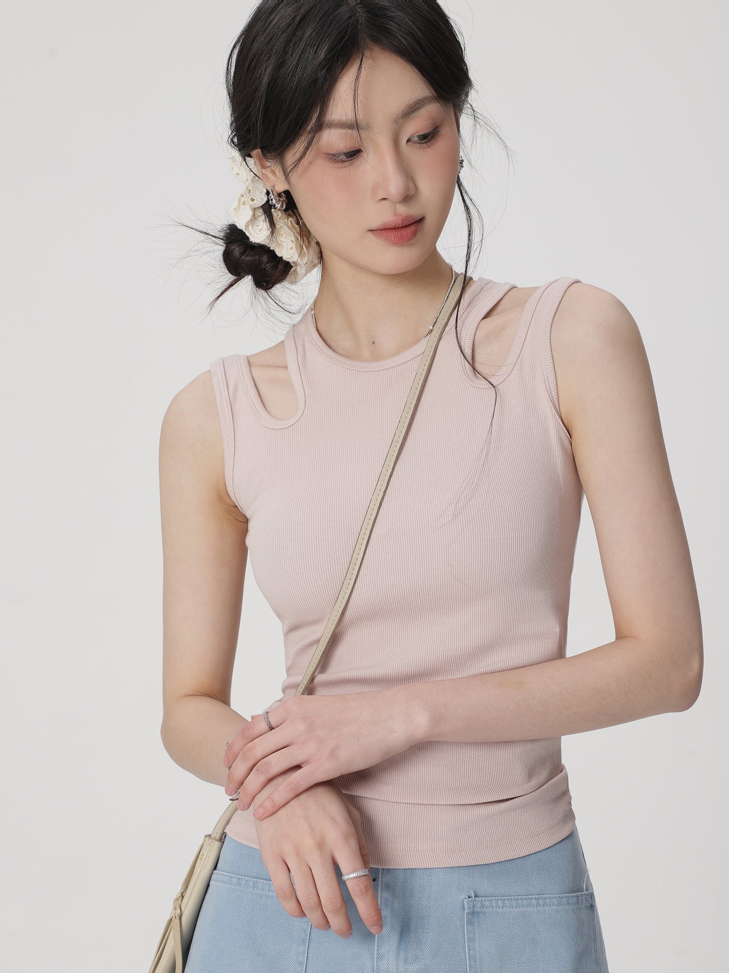 Cutout Inner Layer Stretchable Mini Top