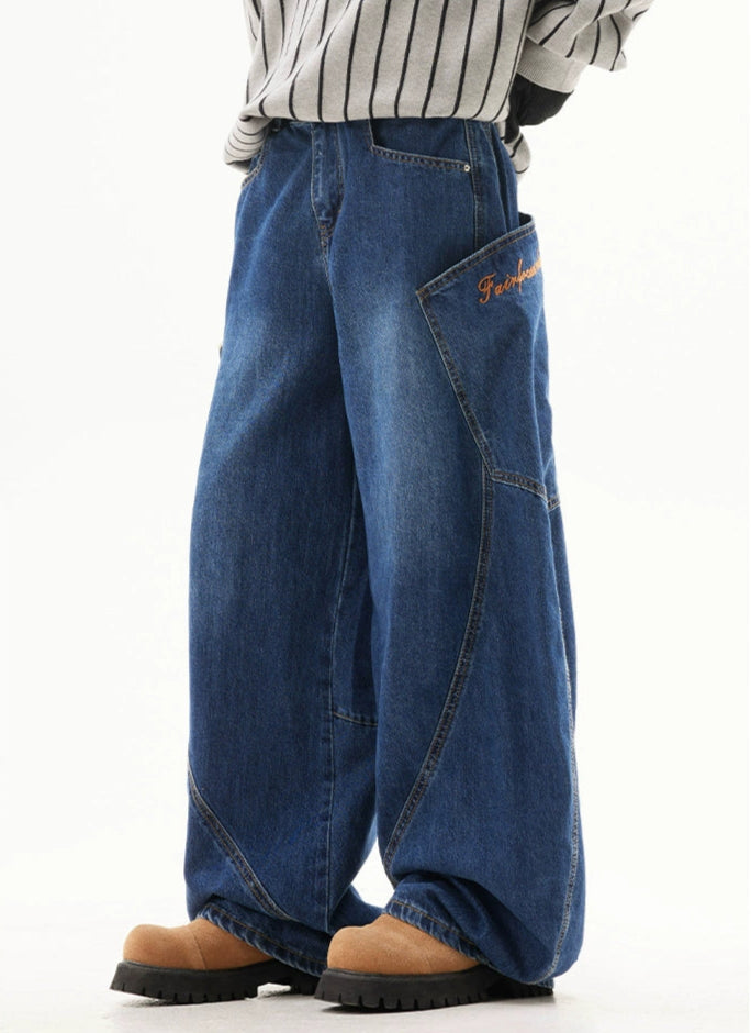 Wide Side Pocket Cropped Wide Jeans