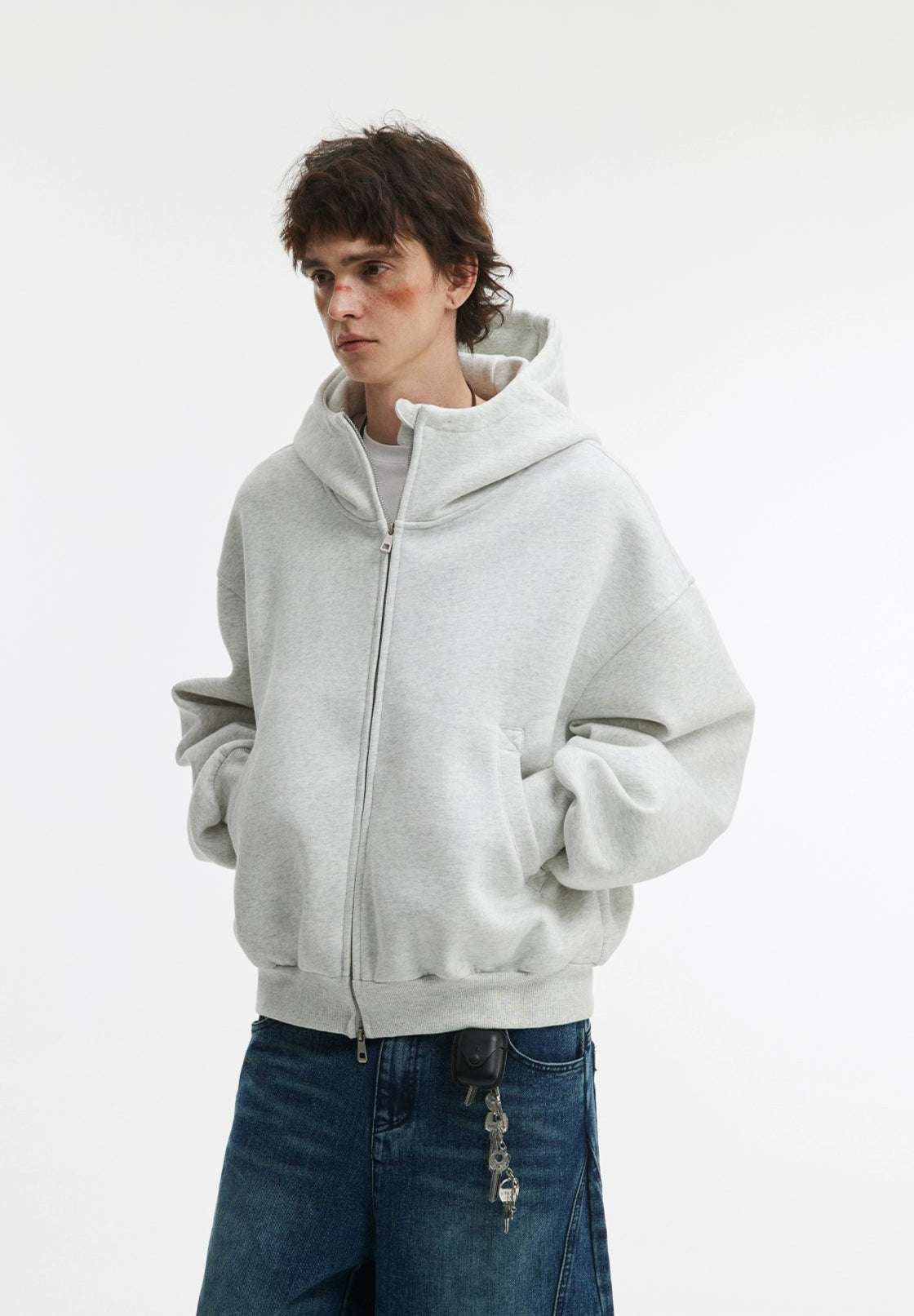 Solid Collar Heavy Weight Hoodie Jacket