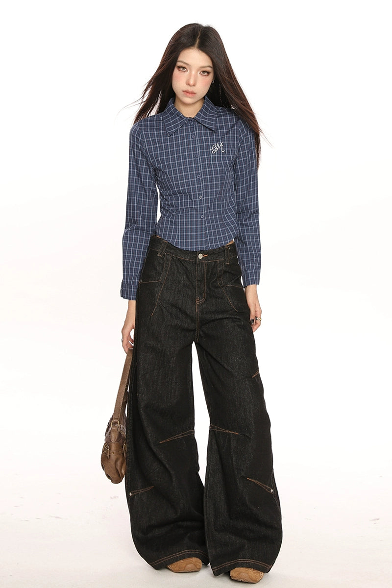 Retro Wide-Leg Casual Loose Fit Jeans