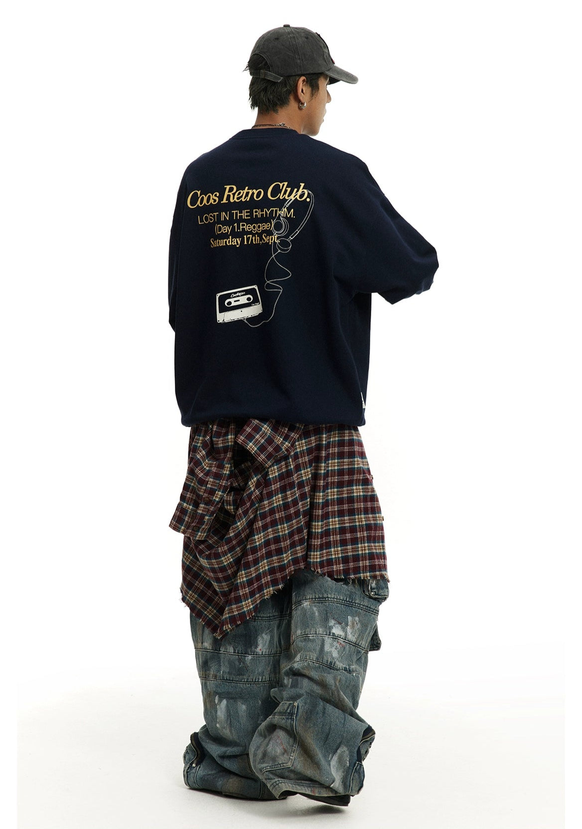CoosRetro 420g Loose Print Crew Neck Sweater
