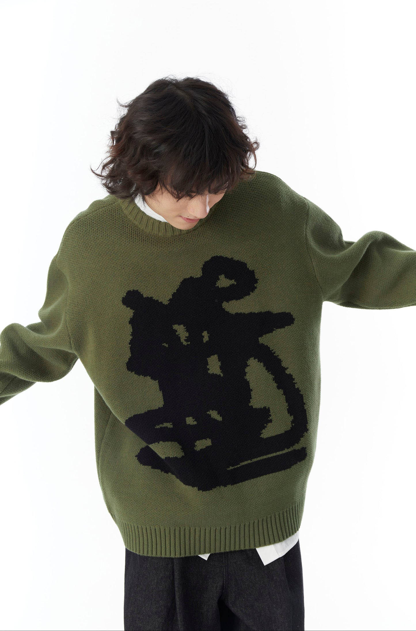 Sneaky Knitted Crewneck Sweater Loose Top