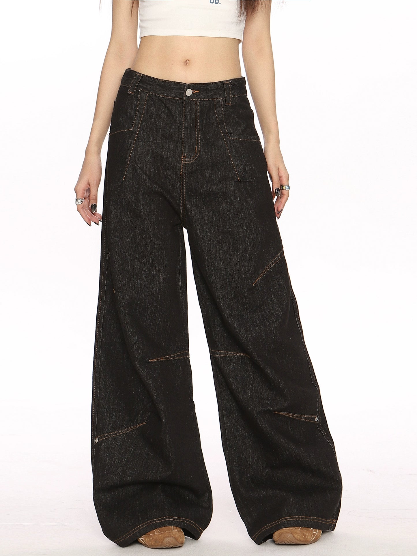 Retro Wide-Leg Casual Loose Fit Jeans