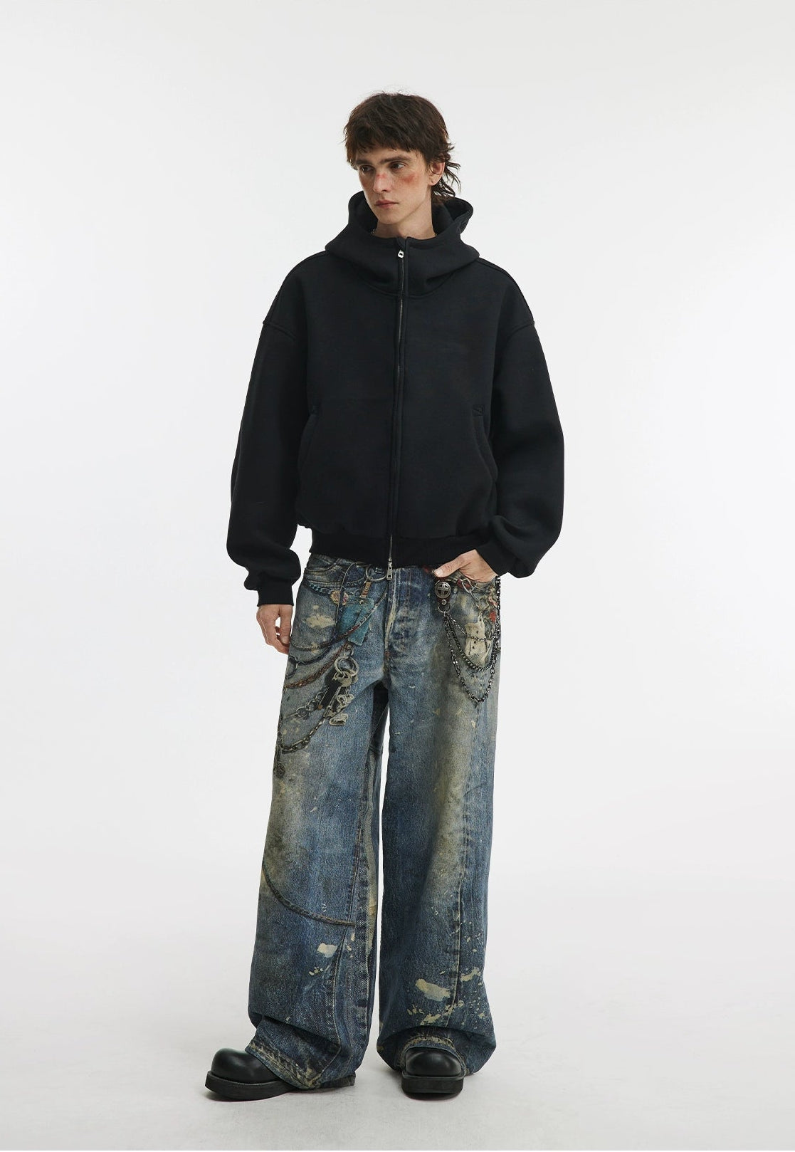 Solid Collar Heavy Weight Hoodie Jacket
